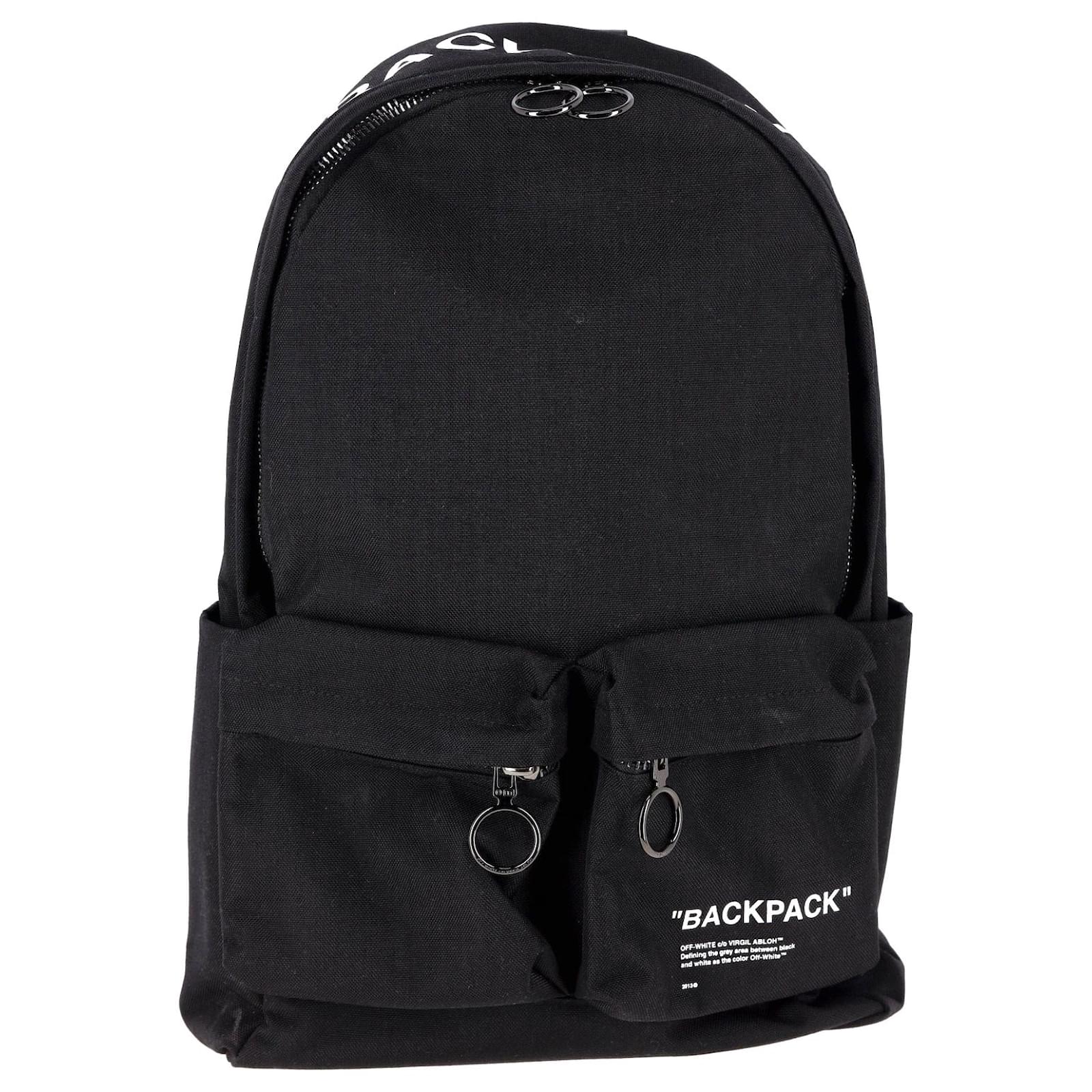 OFF-WHITE Quote Backpack Canvas Black WhiteOFF-WHITE Quote