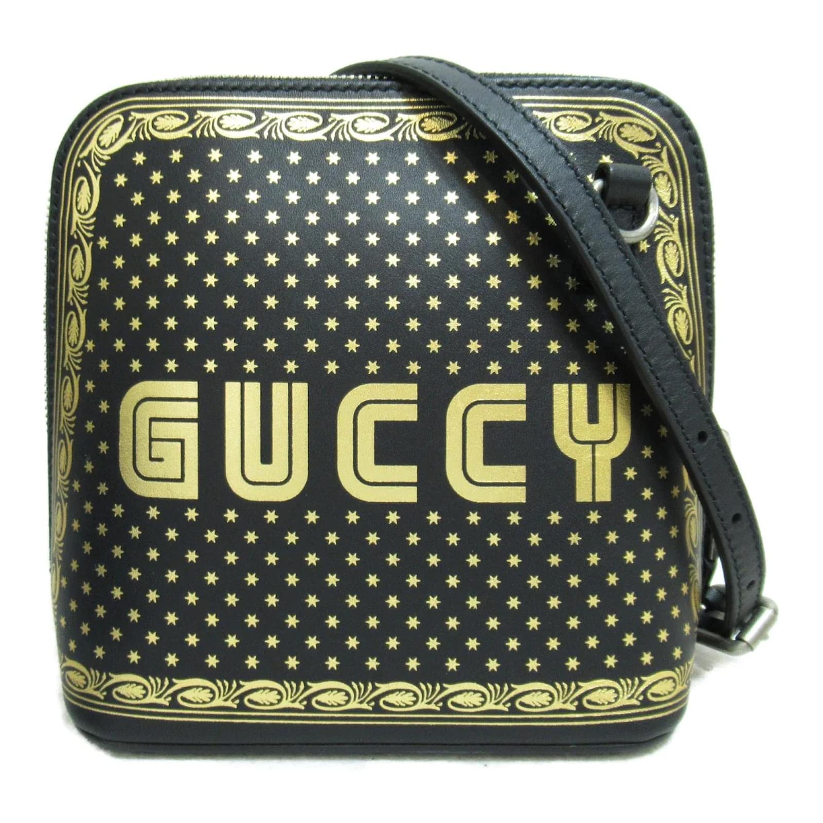Gucci Sega Logo Crossbody Bag 511189 Black Leather Pony-style