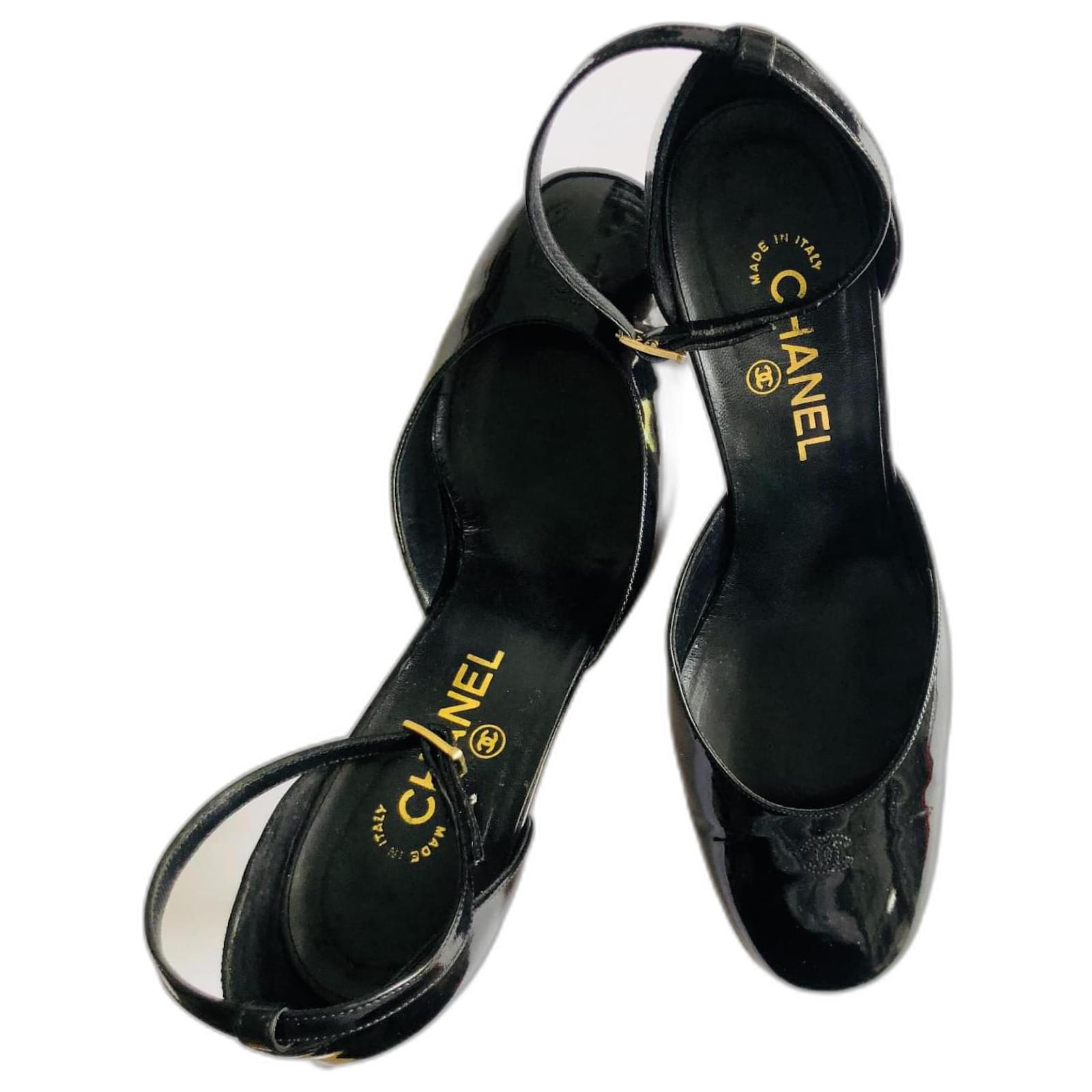 Chanel Mary Jane shoes Black Leather Patent leather ref.952208