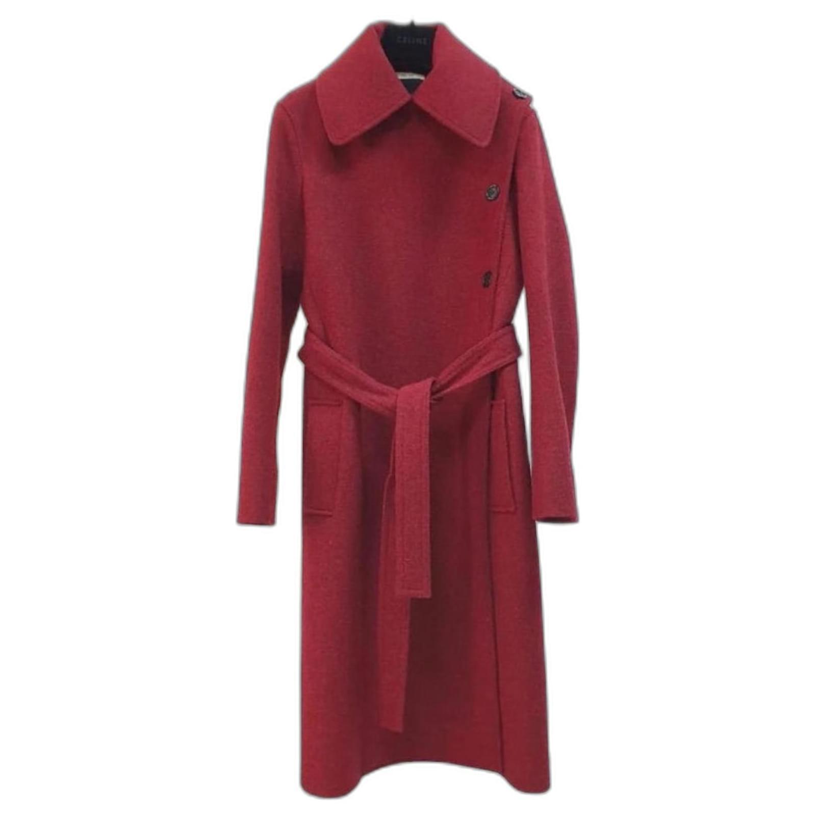 red wool coat with fur