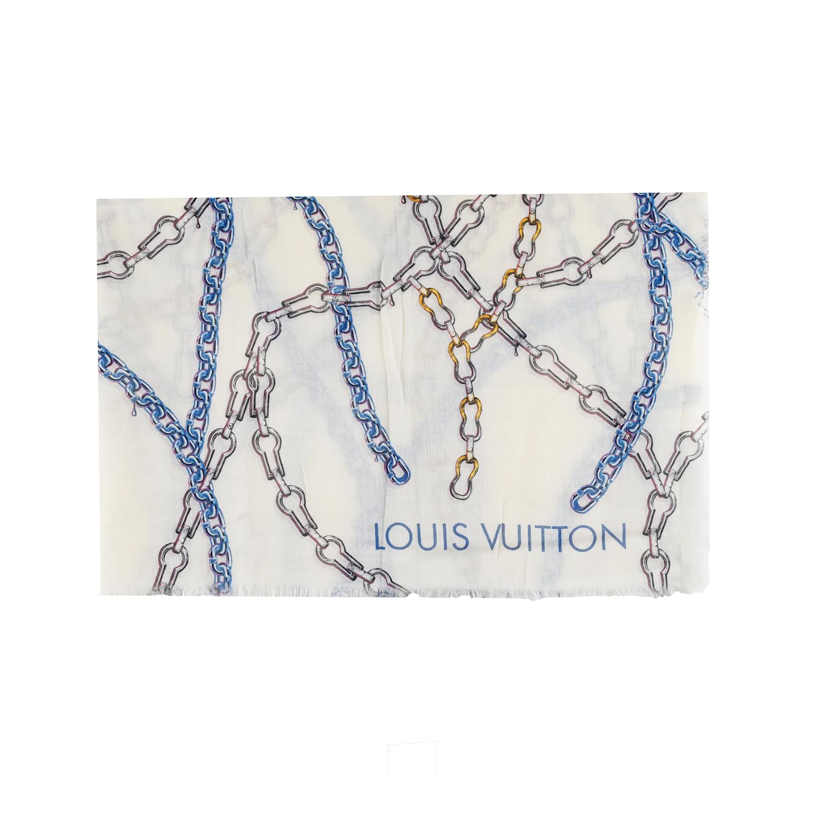Silk Scarves Louis Vuitton Louis Vuitton Blue and White Alma Print Scarf