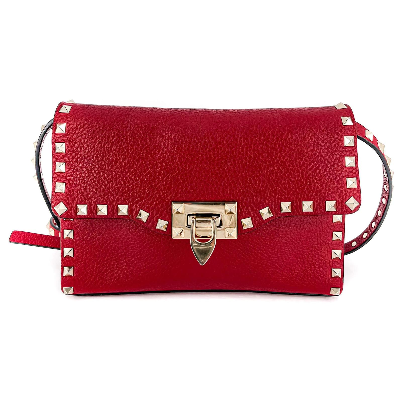 Rockstud leather crossbody bag Valentino Garavani Red in Leather