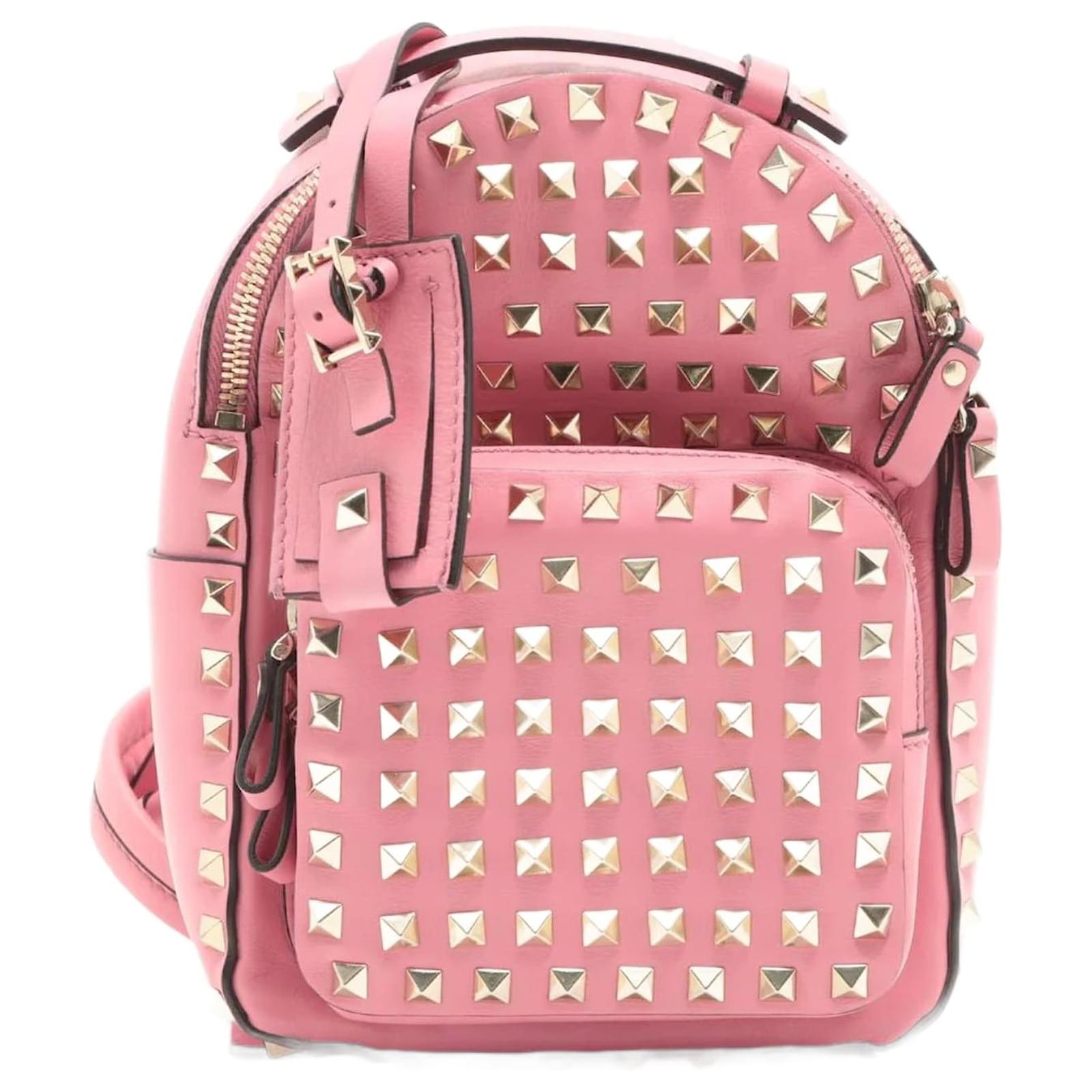 Valentino Garavani Rockstuds Leather Pink Backpack ref.952621 - Joli Closet