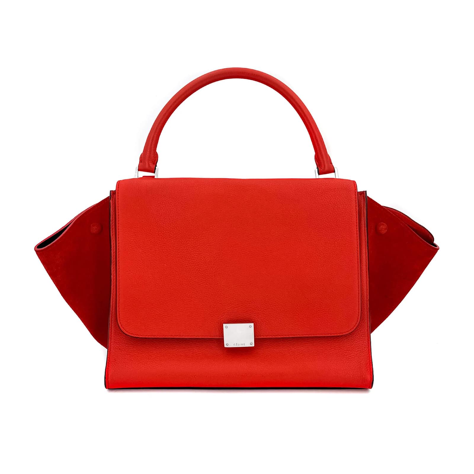 Céline Trapeze Medium Leather Red Bag ref.952643 - Joli Closet