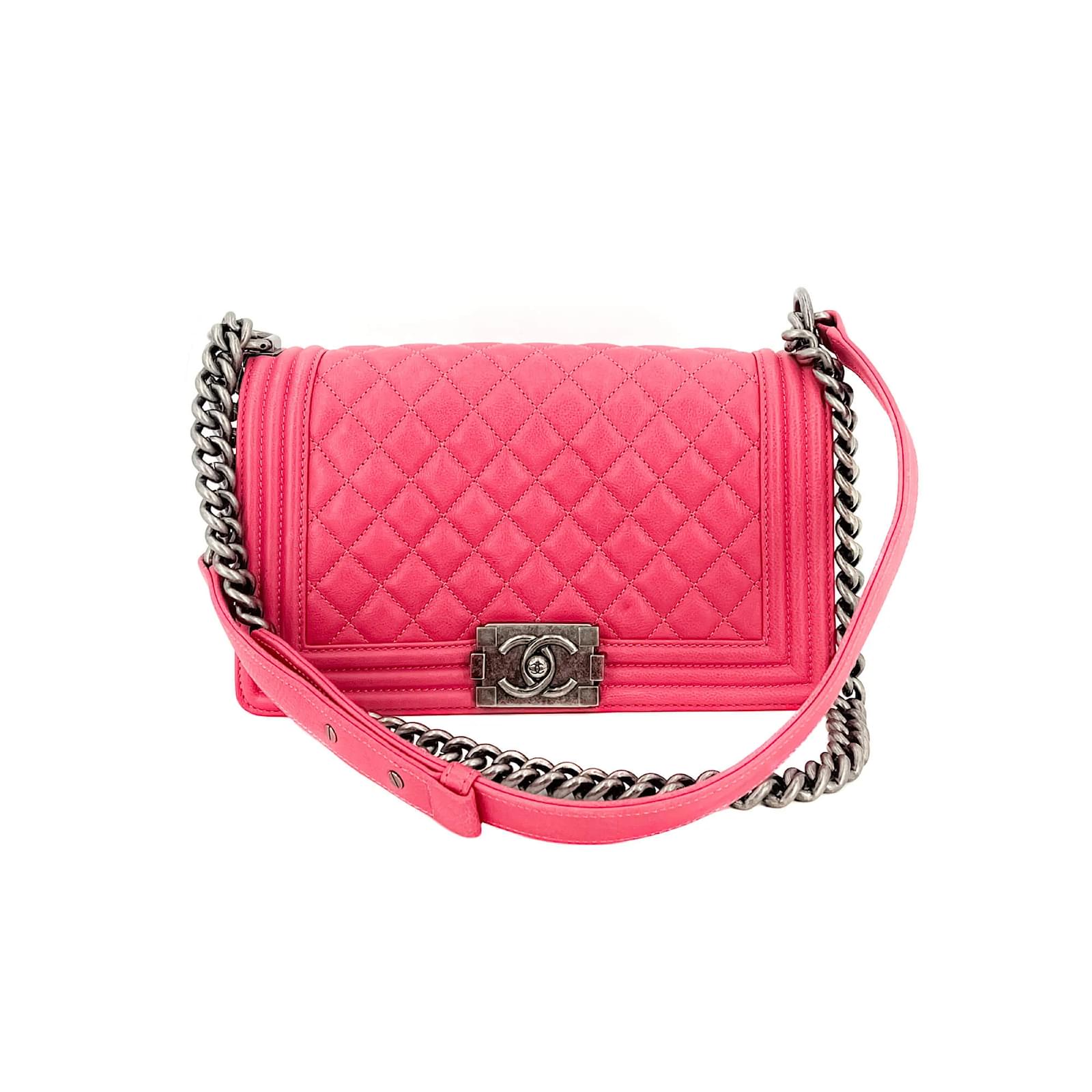 Handbags Chanel Boy Medium Quilted Calfskin Pink Bag
