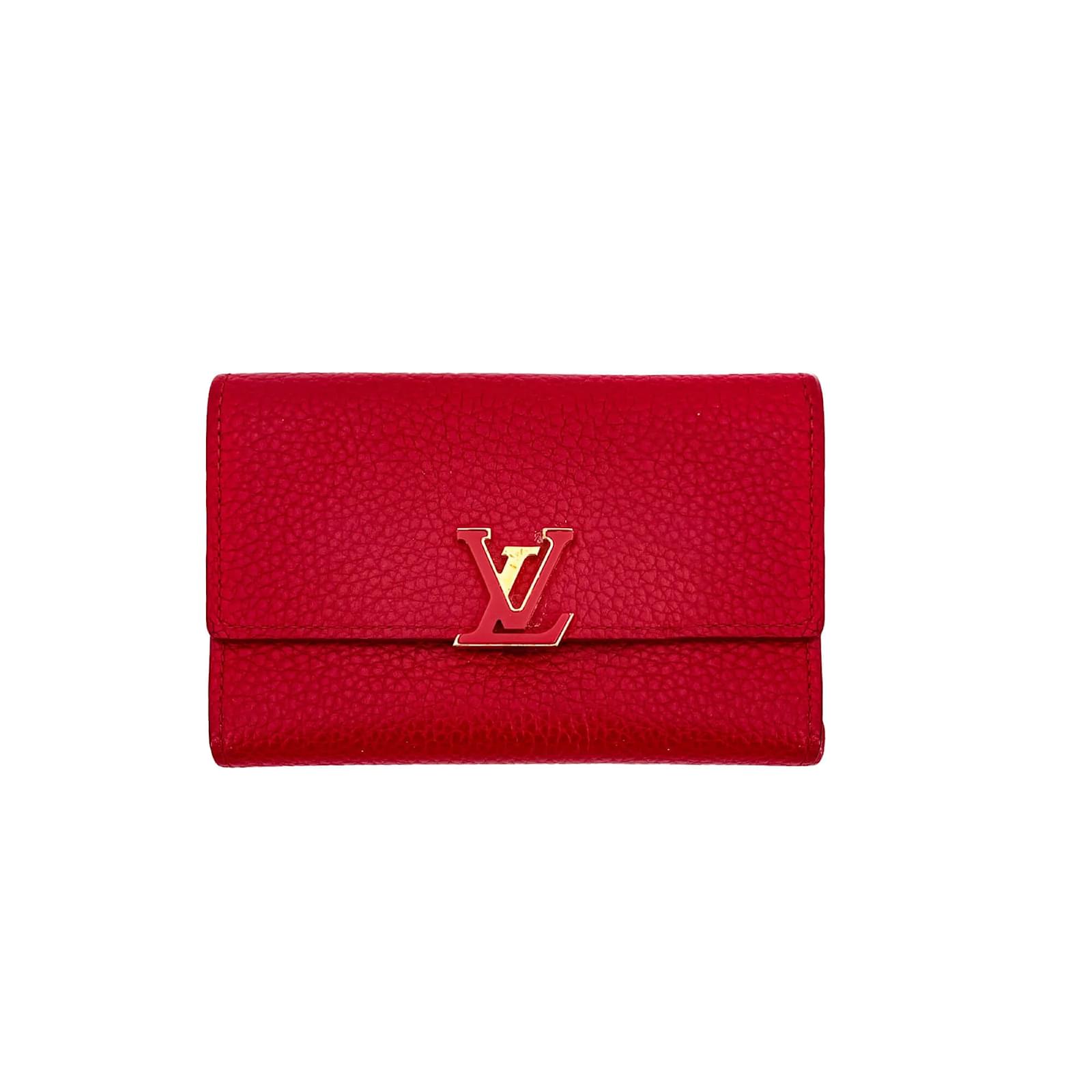 Purses, Wallets, Cases Louis Vuitton Capucines Compact Leather Red Wallet