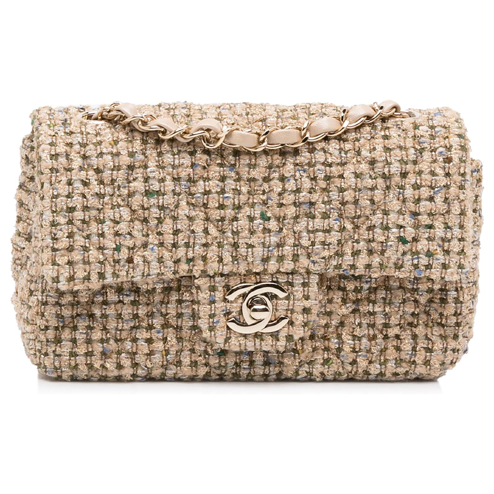Chanel Brown Mini Tweed Flap Crossbody Bag