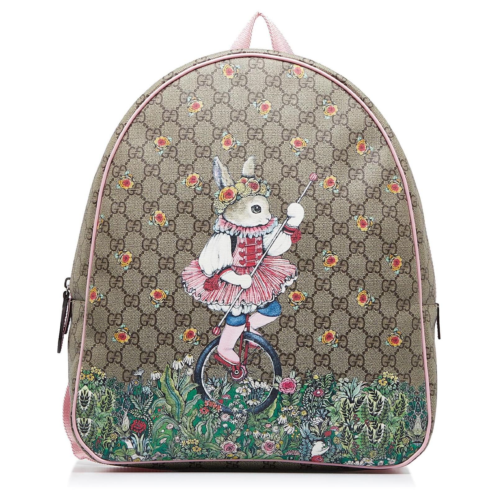 Gucci Brown GG Supreme Yuko Higuchi Children Backpack Beige Leather Cloth  Pony-style calfskin Cloth ref.953478 - Joli Closet