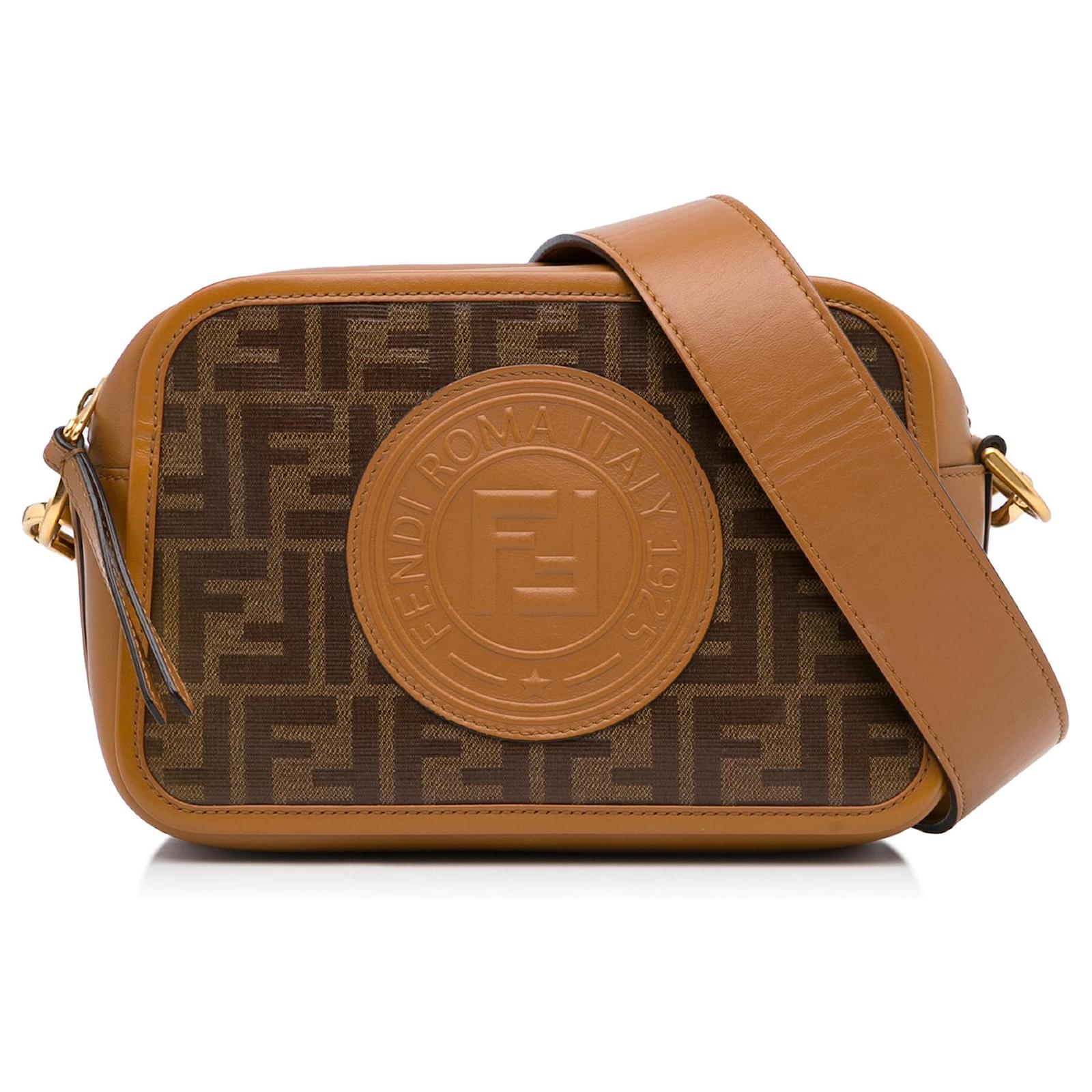 Fendi Shoulder Bag Black & Brown FF Zucca Coated Canvas Added 