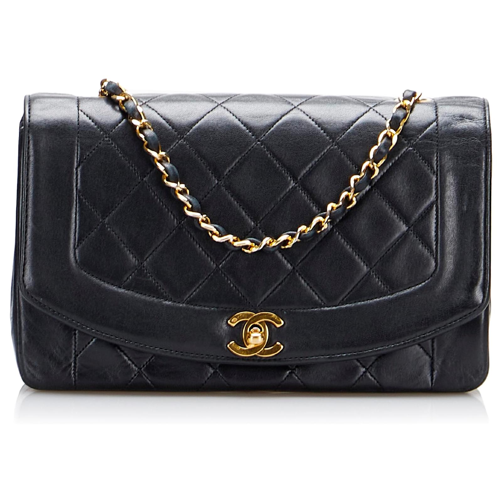 Chanel Black Small Lambskin Diana Flap Bag Leather ref.953580