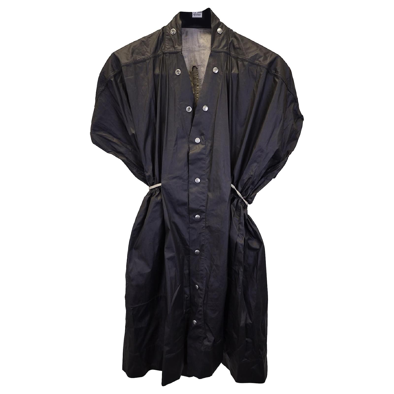 Rick Owens Sail Drawstring-Waist Shirt Dress in Black Cotton