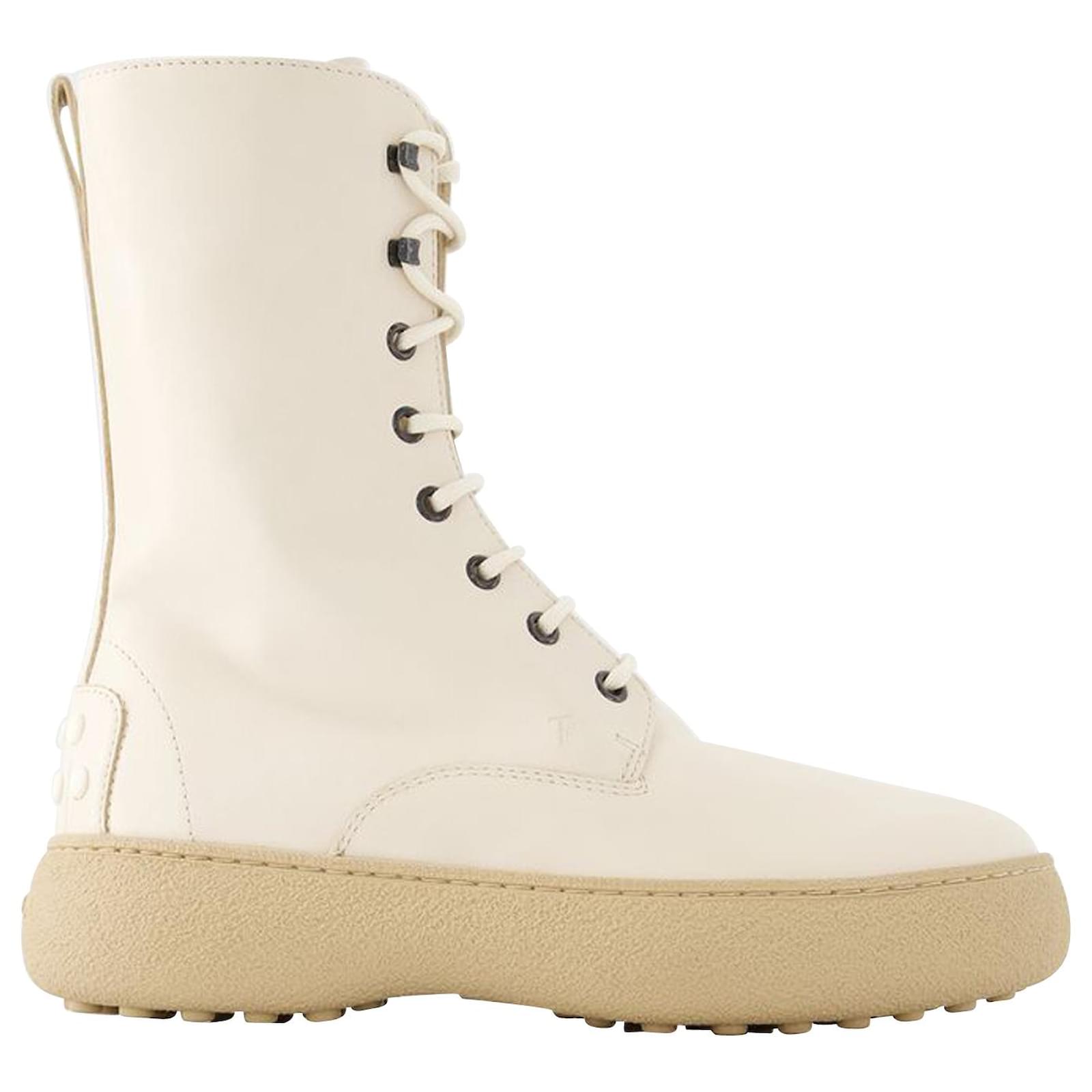 Leather Boots in White - Tods
