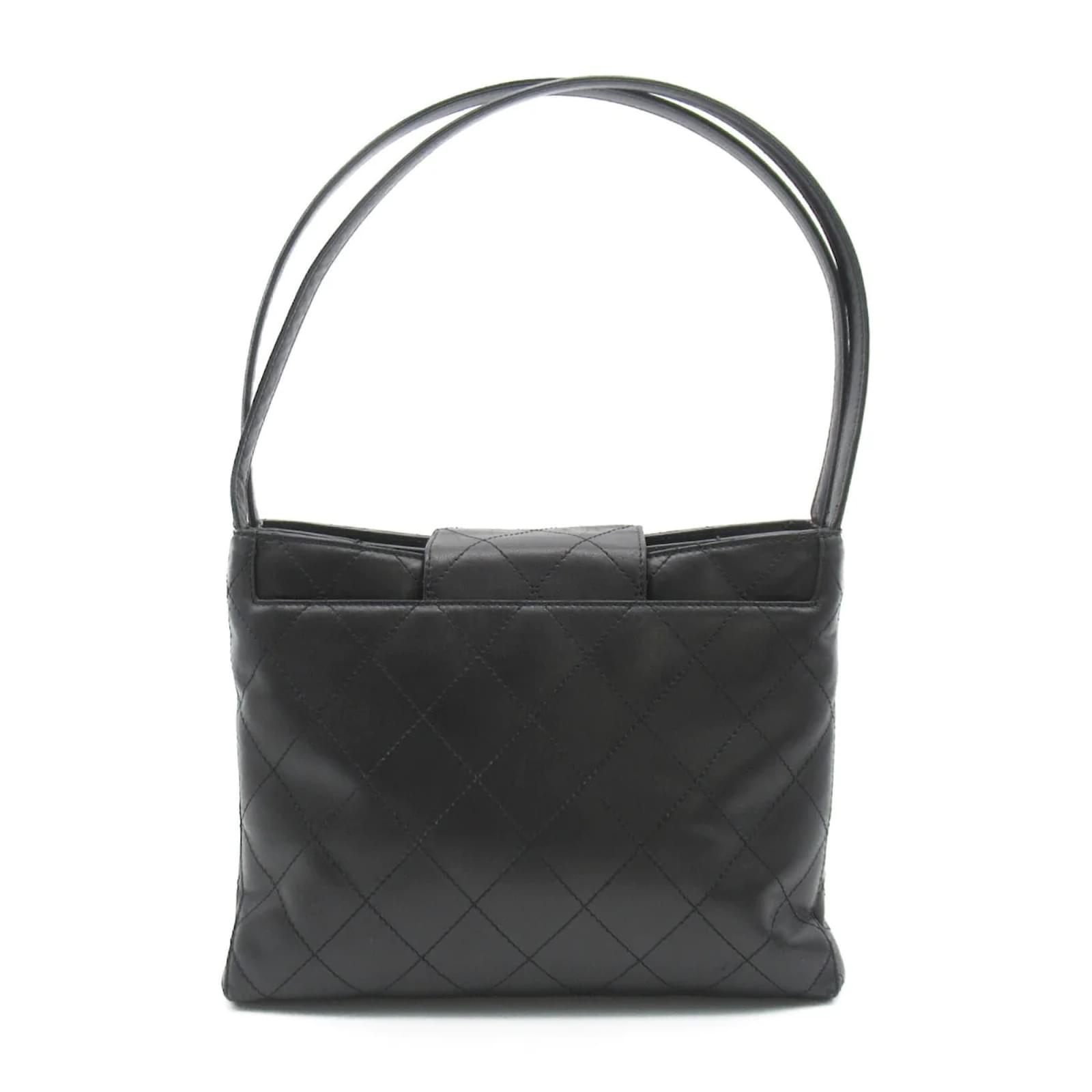Chanel CC Quilted Leather Shoulder Bag Black Lambskin ref.954024