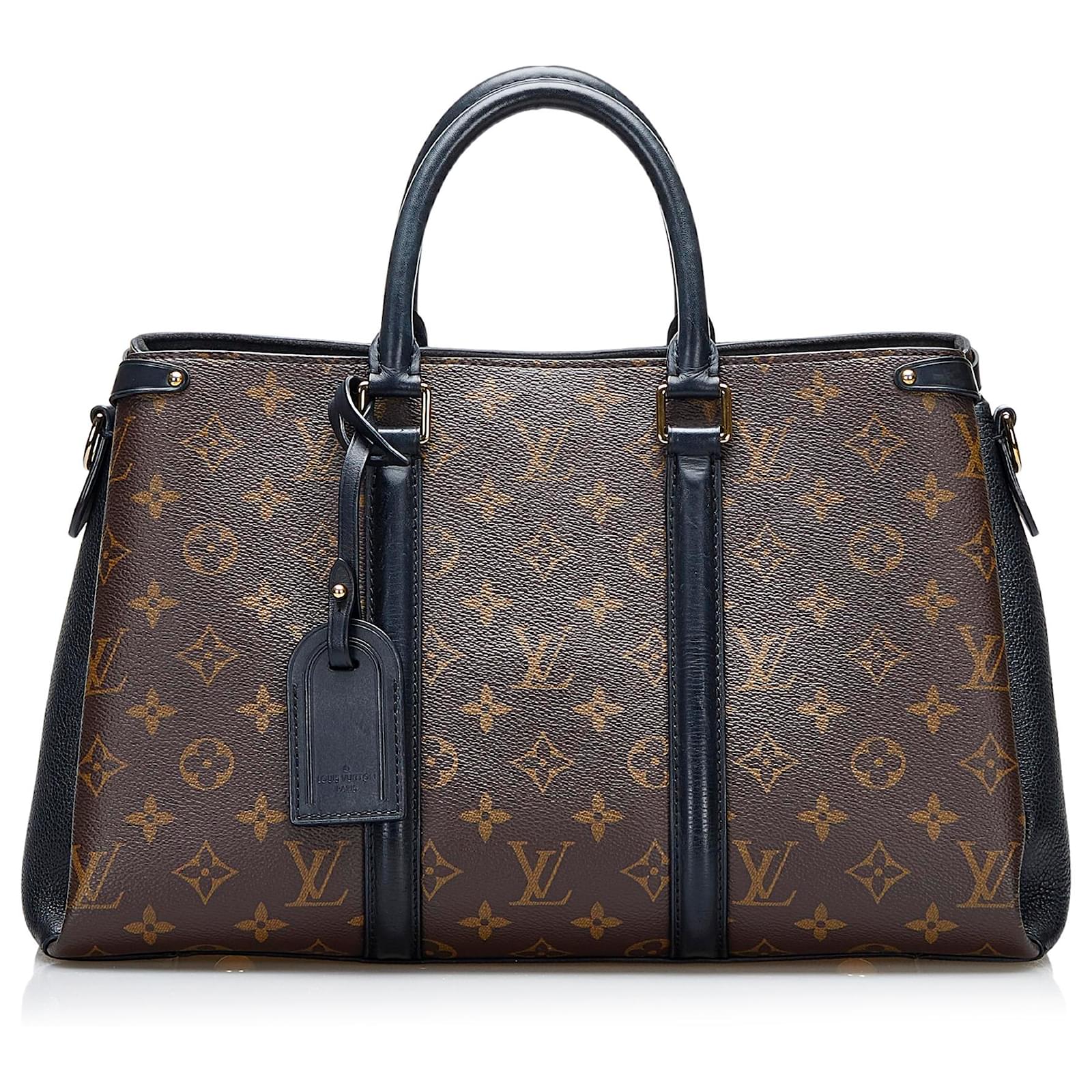Louis Vuitton, Bags, Louis Vuitton Soufflot Mm Satchel Brown Monogram  Canvas Black Shoulder Handbag
