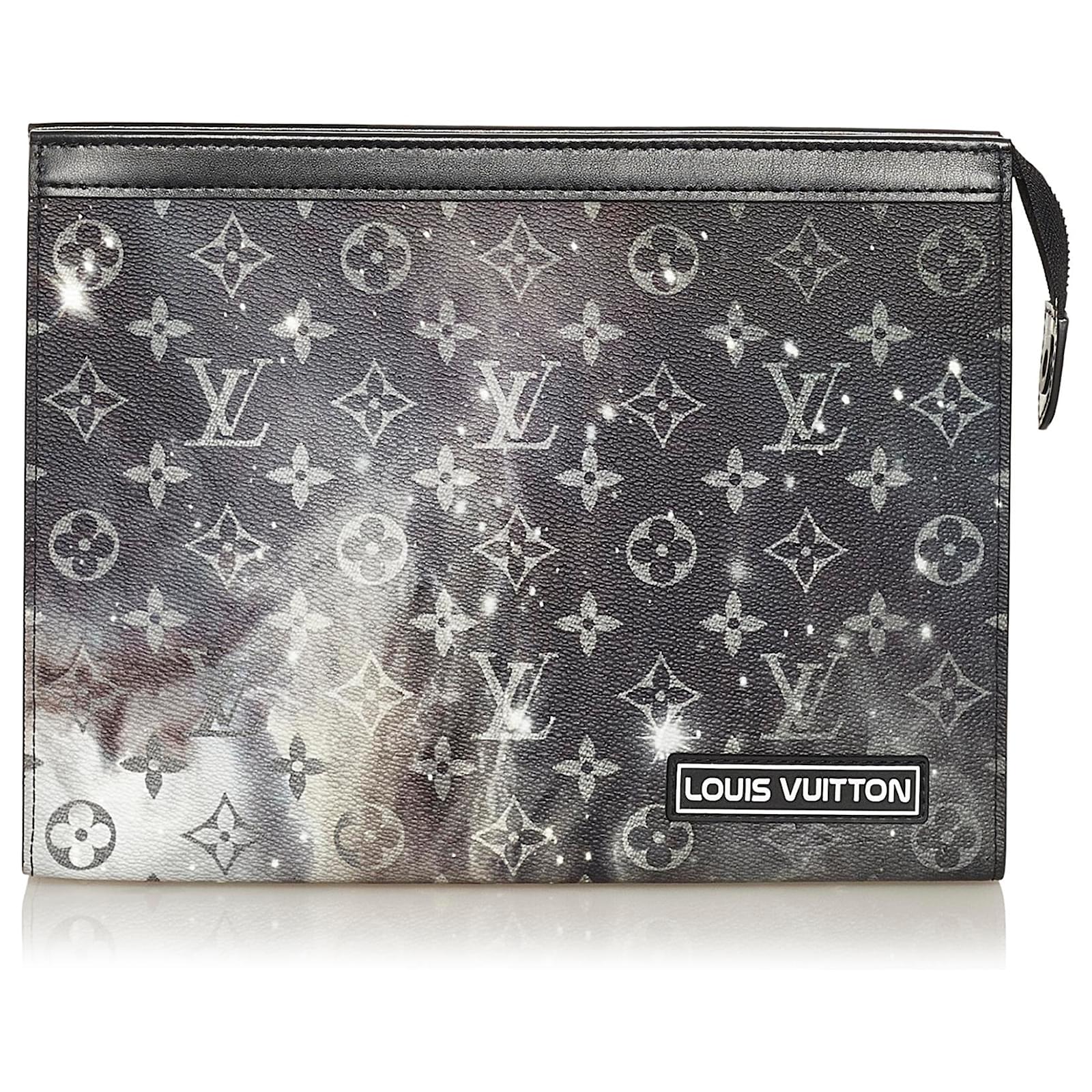 LOUIS VUITTON Monogram Bunny Clutch Bag Satin Leather Pink Black LV Auth  30276A