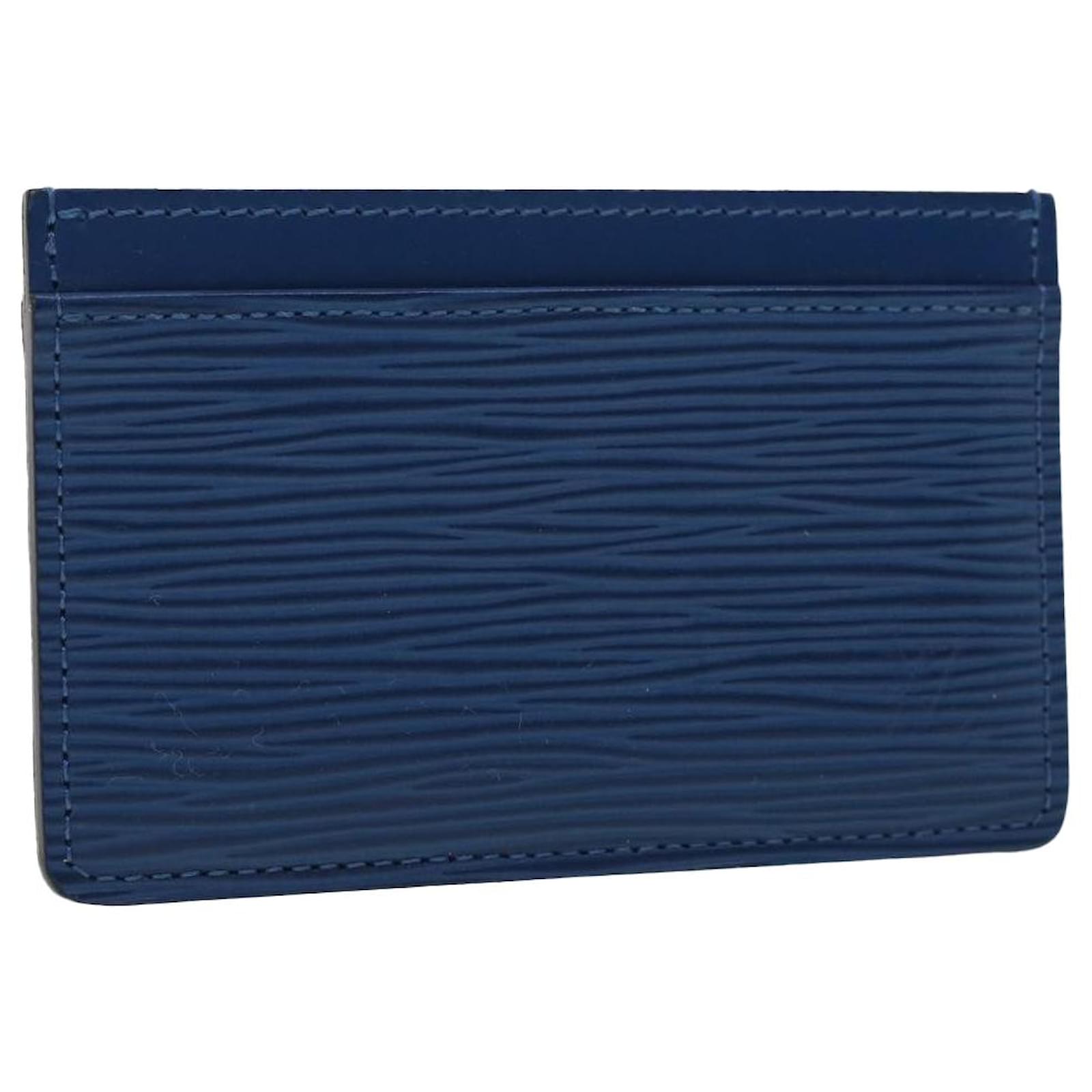 Pre-owned Louis Vuitton Indigo Epi Leather Card Holder In Navy