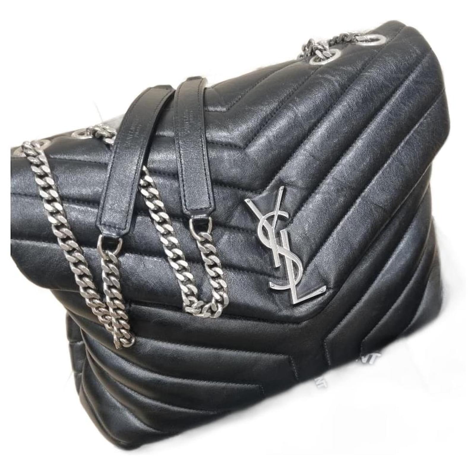 Saint Laurent LouLou Shoulder Bag Toy Black in Leather with Silver