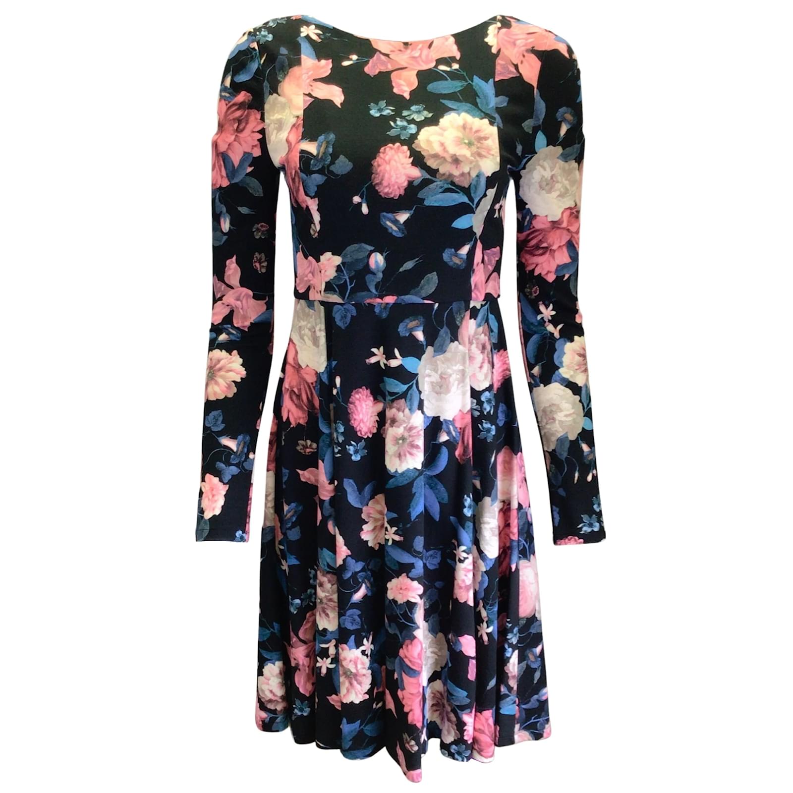 Erdem Martine Black / pink / Blue Multi Floral Printed Long