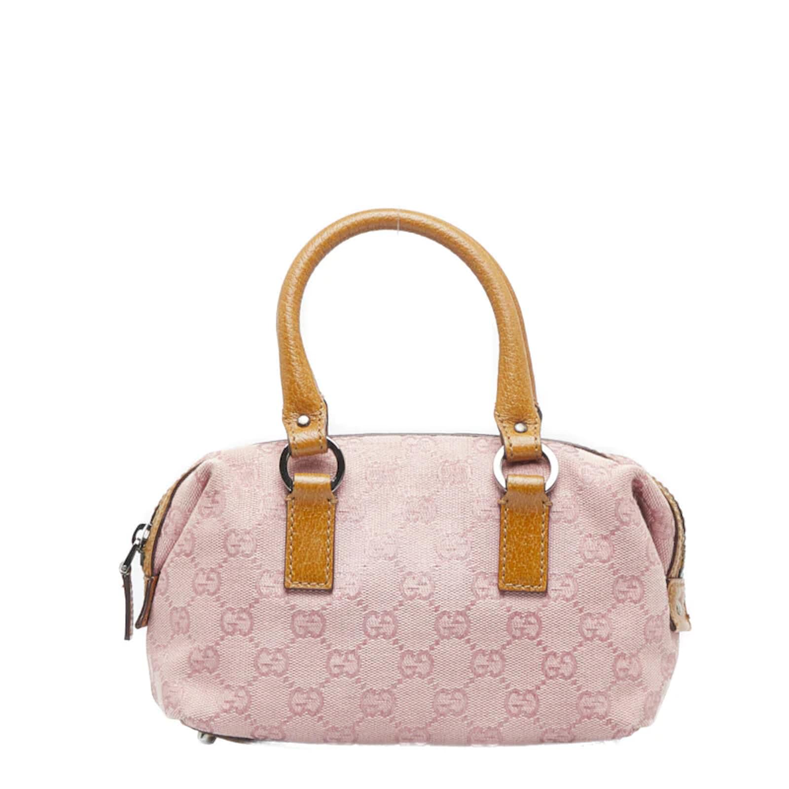 GUCCI-GG-Canvas-Leather-Mini-Boston-Bag-Hand-Bag-Pink-113009