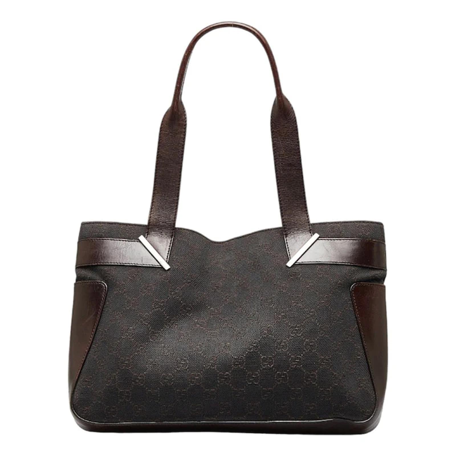 Gucci Vintage - GG Jacquard Tote Bag - Brown - Leather Handbag