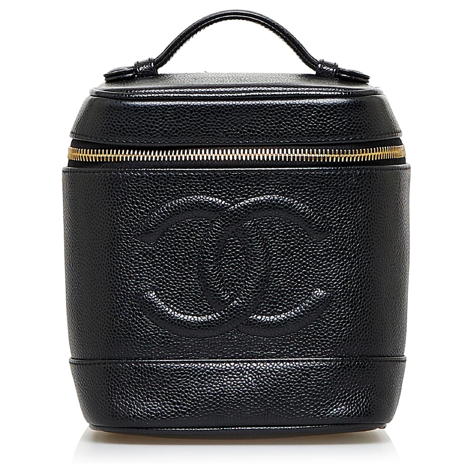 Chanel Black CC Caviar Leather Vanity Bag