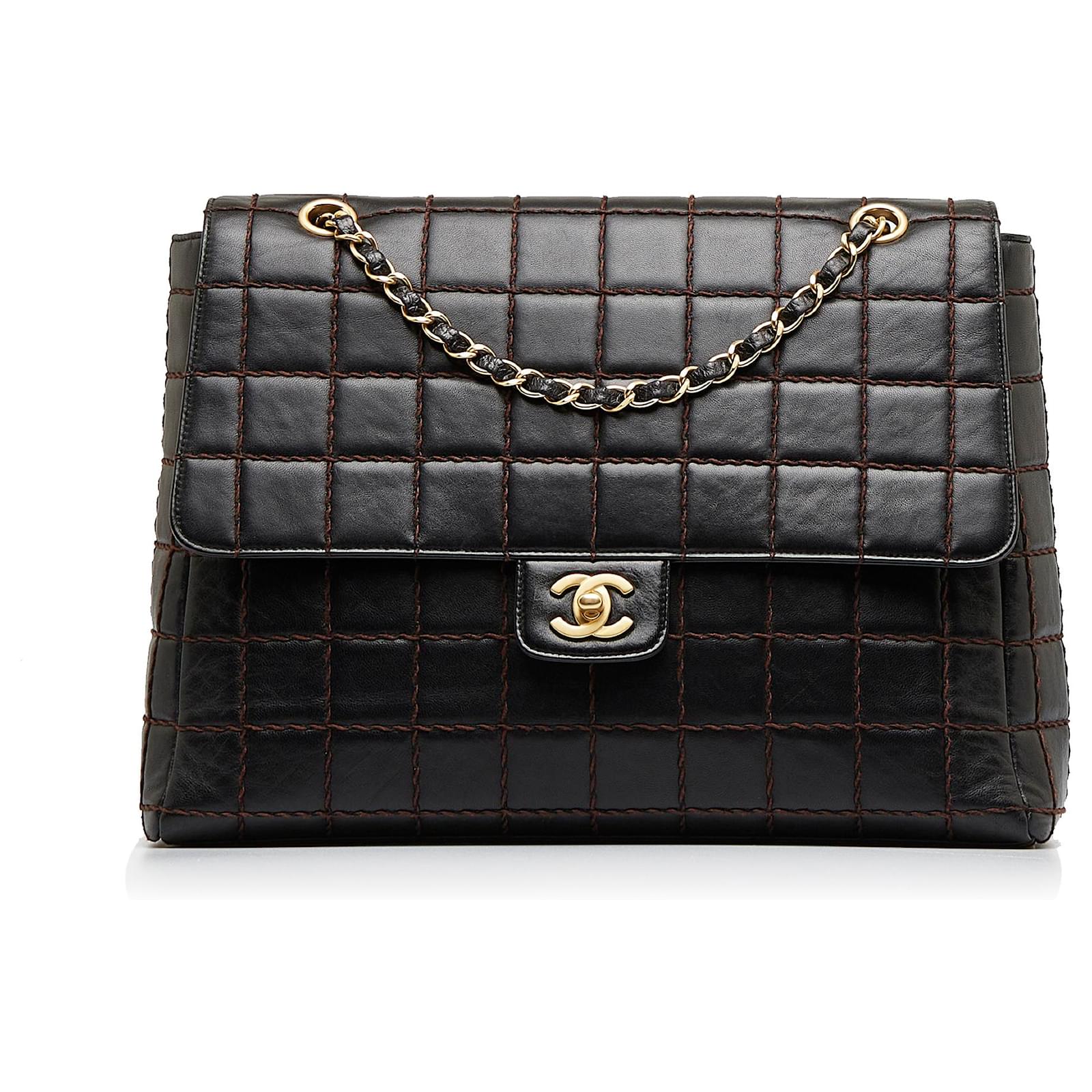 Chanel Black Choco Bar Chain Flap Bag Leather ref.955630 - Joli Closet