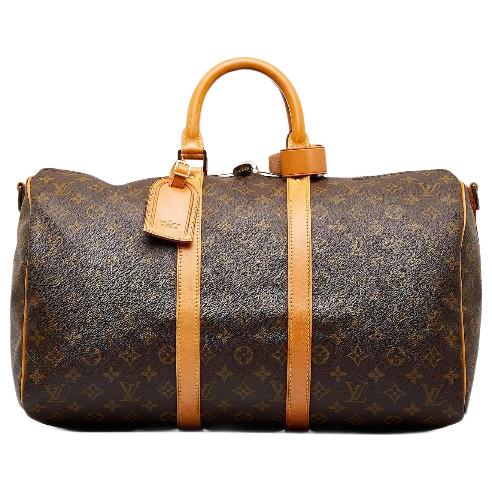Louis Vuitton Brown Monogram Keepall Bandouliere 45 Leather Cloth  ref.956178 - Joli Closet
