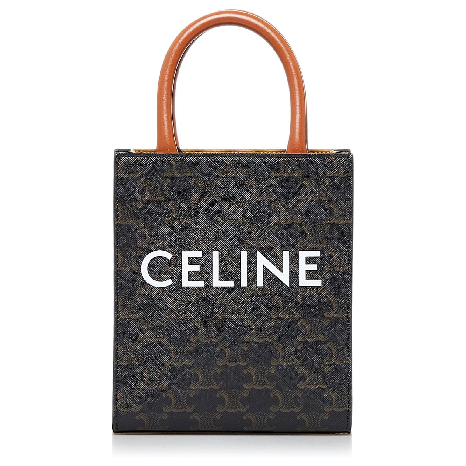 Celine - Mini Vanity Case in Triomphe Canvas and Calfskin Leather - Brown - for Women