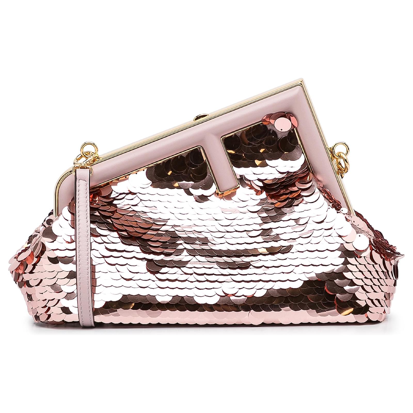 Fendi First Small Leather Clutch Bag in Pink