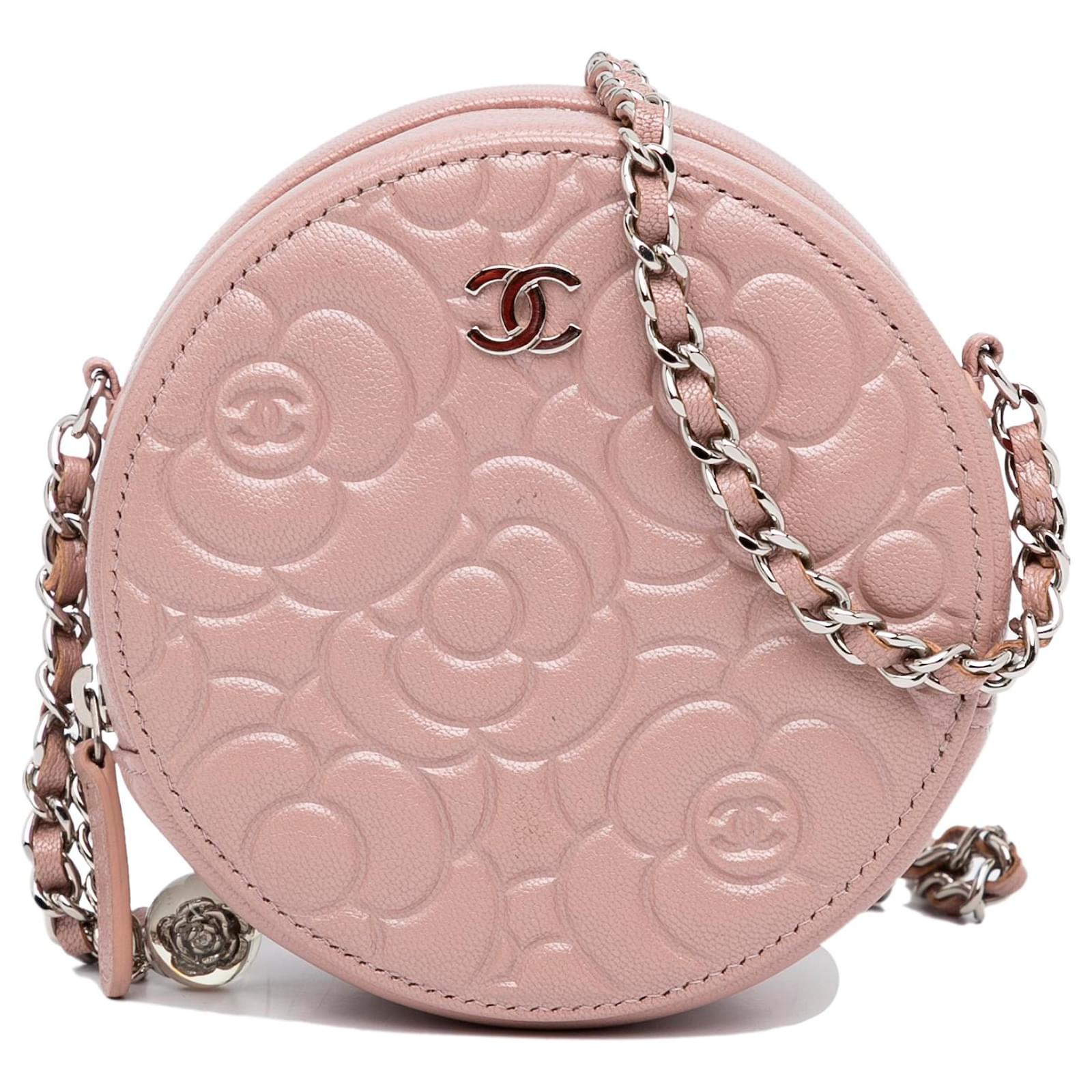 Chanel Pink Goatskin Camellia Round Crossbody Leather ref.956251