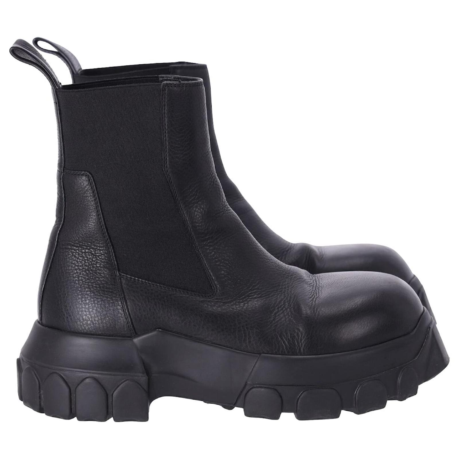 Rick Owens Beetle Bozo Tractor Boots in Black Leather ref.956294 - Joli ...