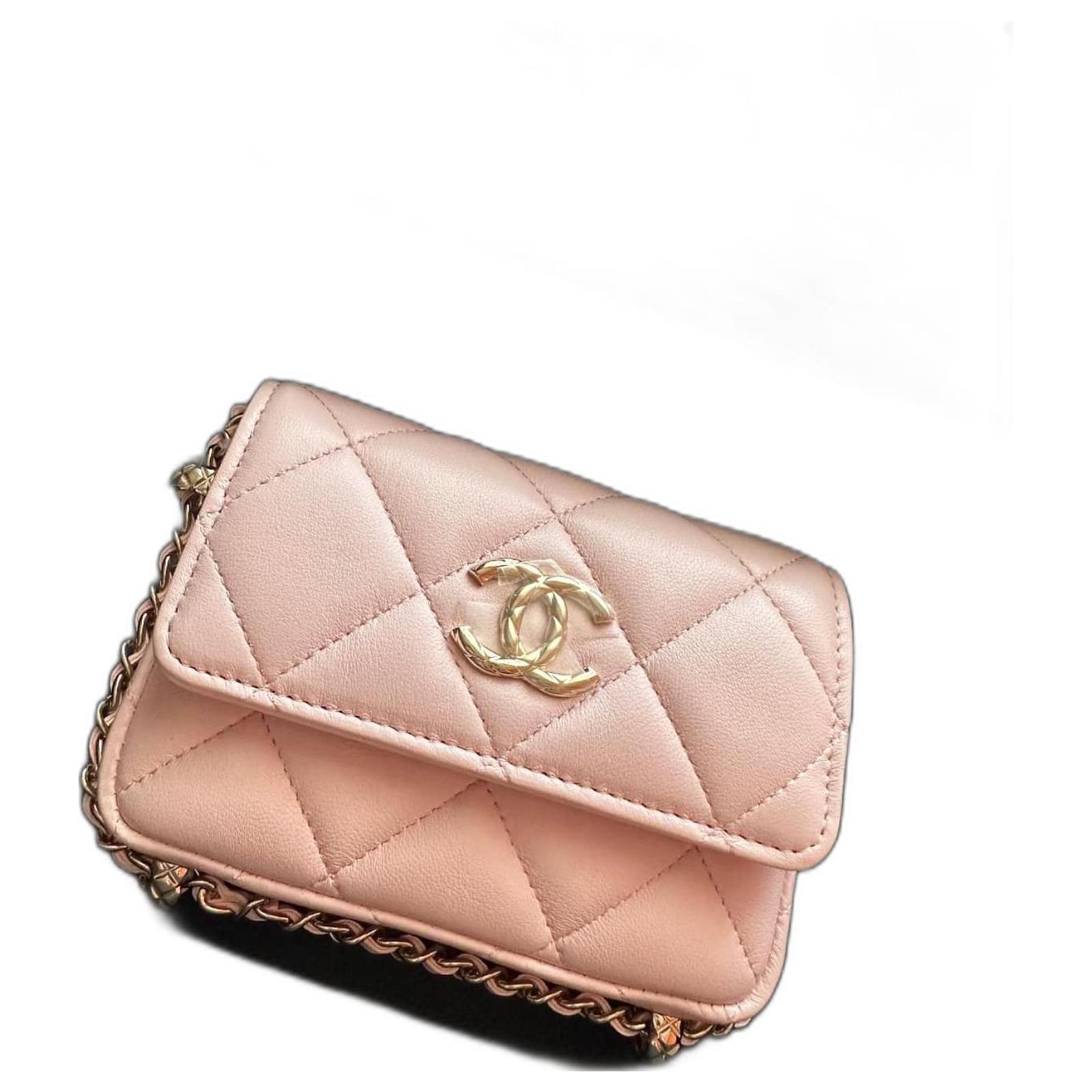 Wallet On Chain Mini Bag CHANEL Timeless Pink Silver hardware Leather  ref.956384 - Joli Closet