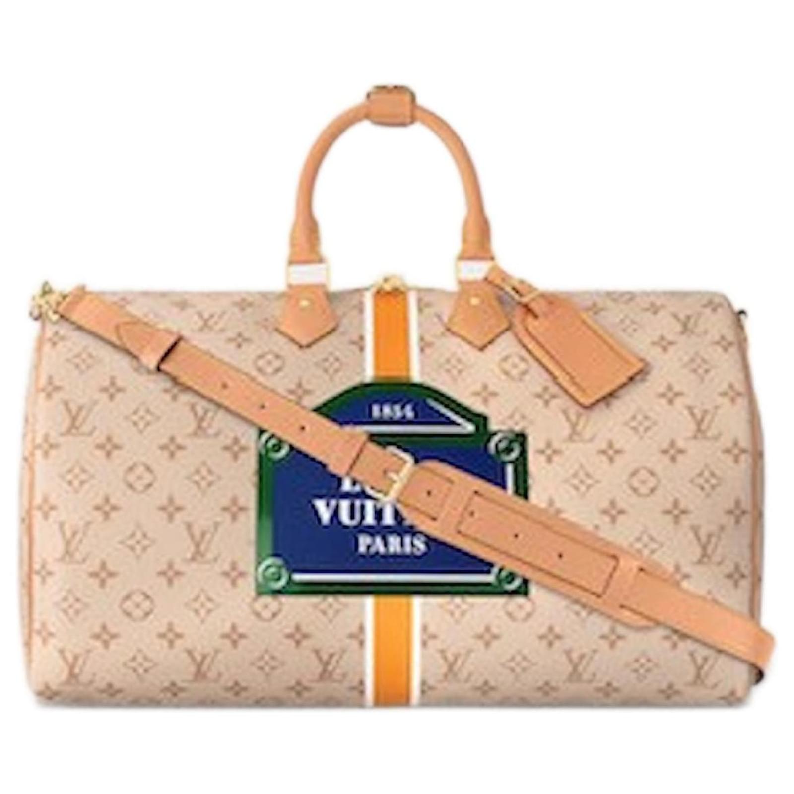 LV canvas leather travel bag brown beige - Louis Vuitton