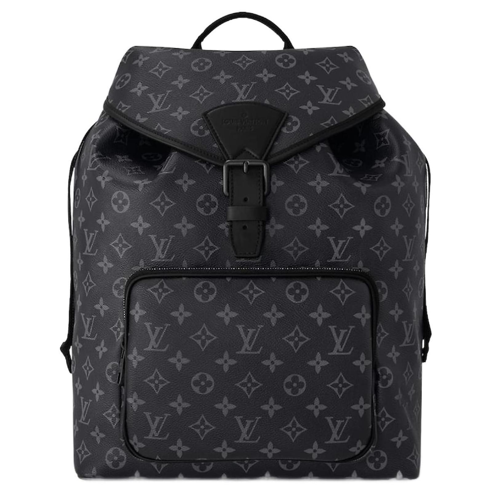 Louis Vuitton Montsouris Grey Canvas Backpack Bag (Pre-Owned)