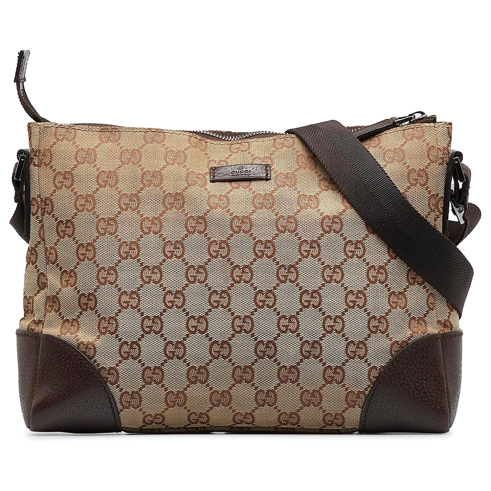 Gucci Brown GG Supreme Joy Boston Bag Black Beige Leather Cloth