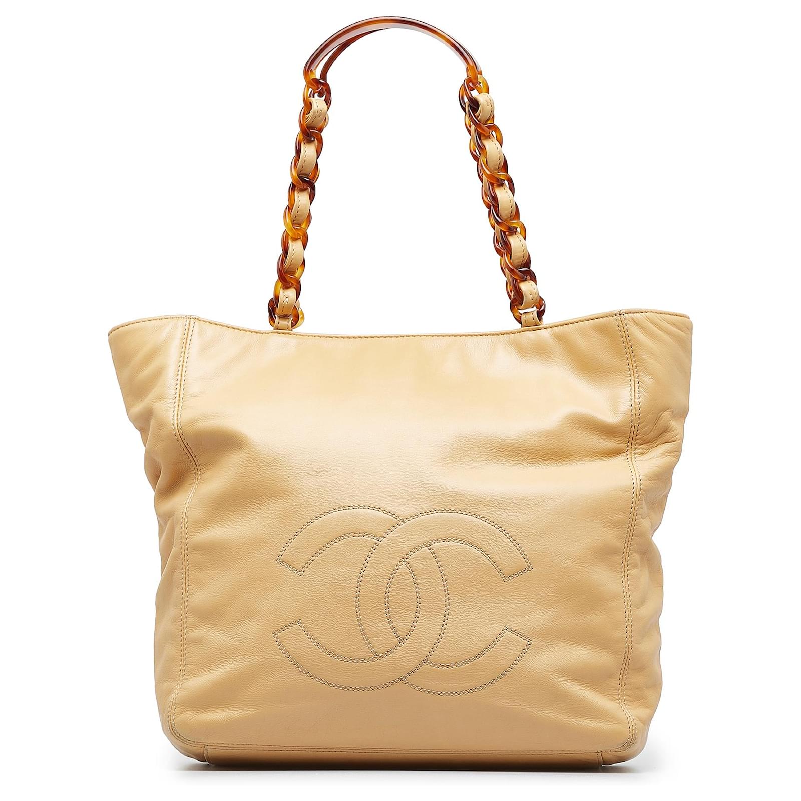 Chanel Brown CC Tote Bag Beige Leather ref.956625 - Joli Closet