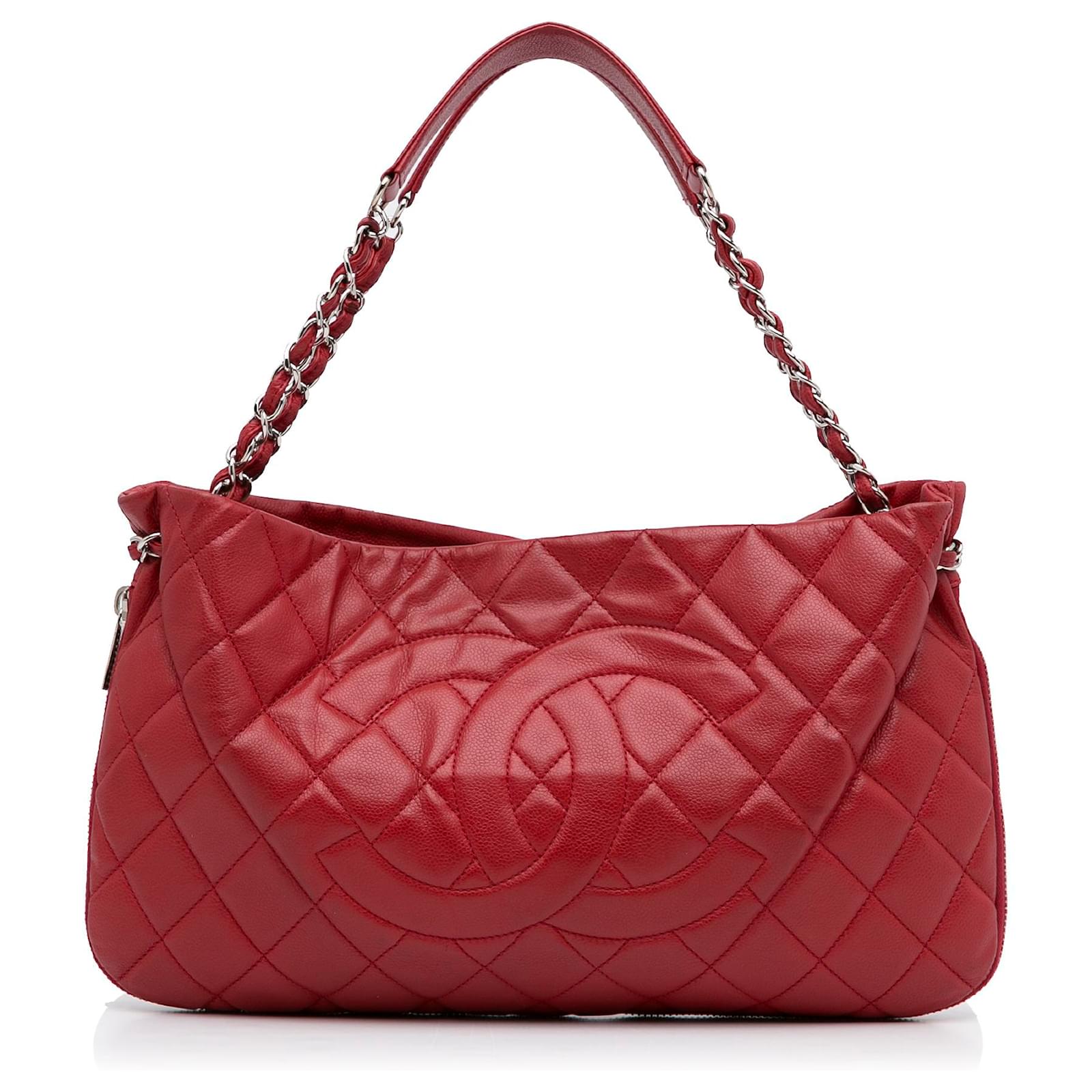 Chanel Red CC Caviar Tote Bag