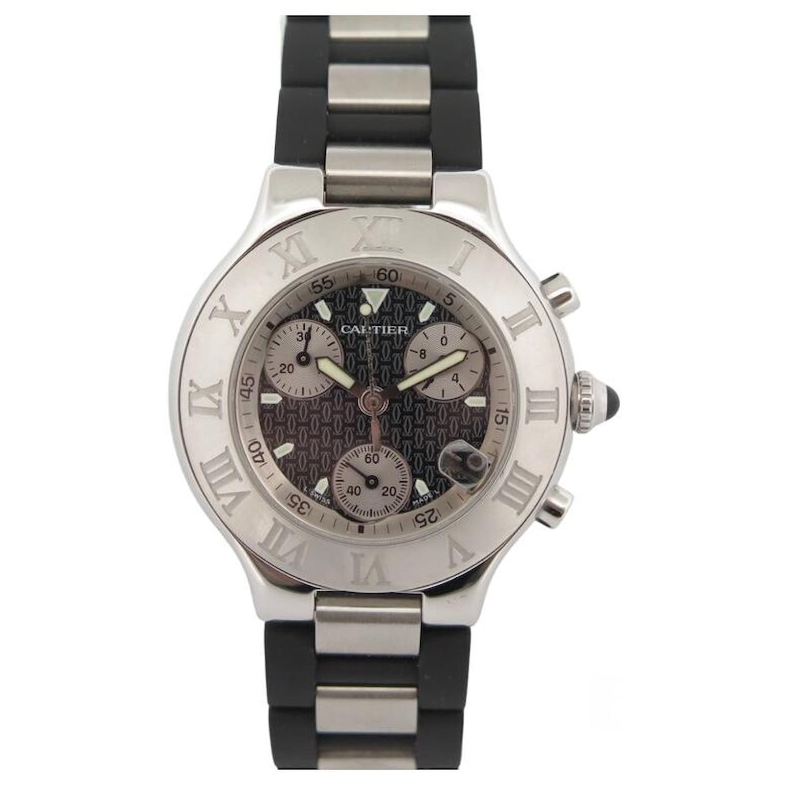 Cartier watch 21 Chronoscaph 2424 ct quartz 38 MM CHRONOGRAPH STEEL ...