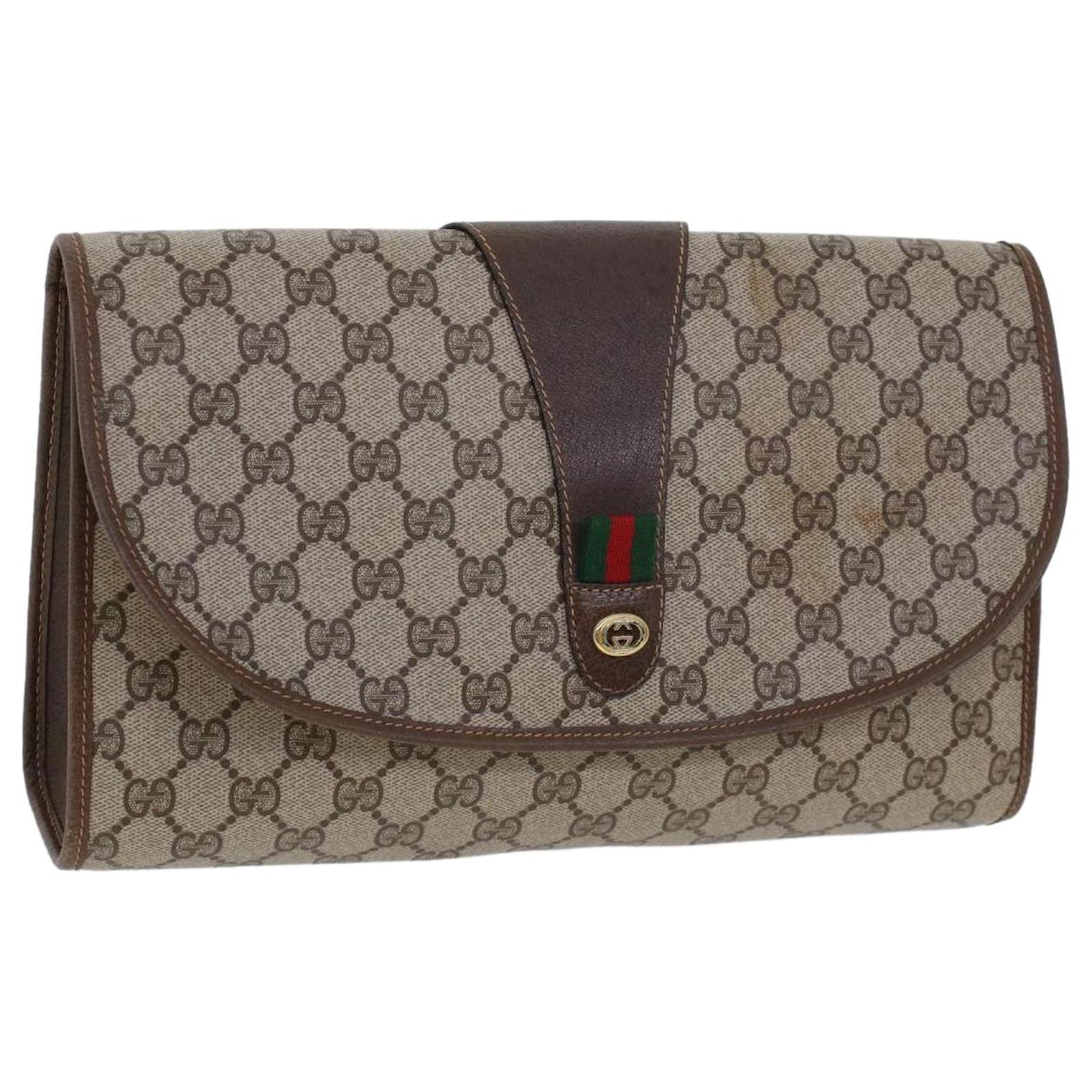 Vintage Gray Purse With Red And Green Stripe By Gucci