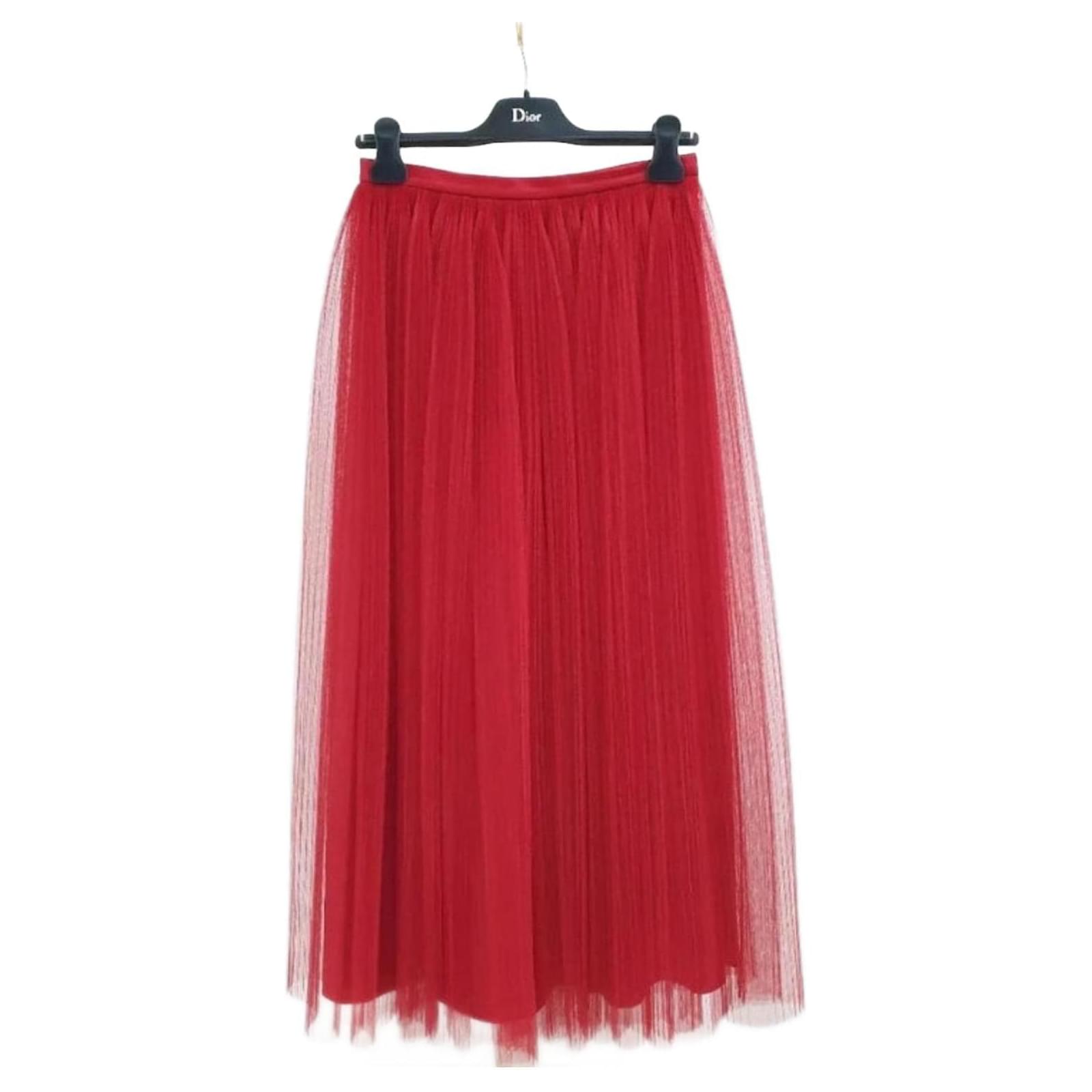 Dior red 2024 tulle skirt