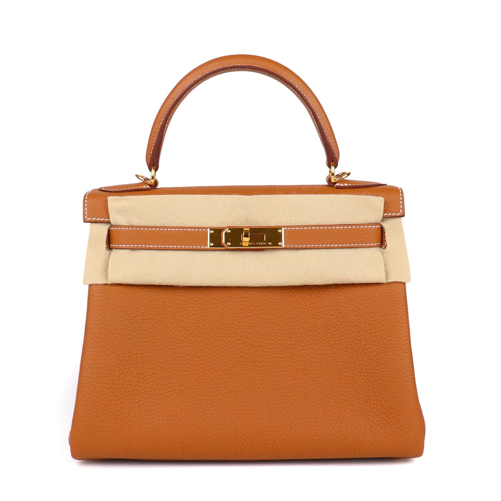 Hermes Kelly 28 Orange Togo Gold Hardware 