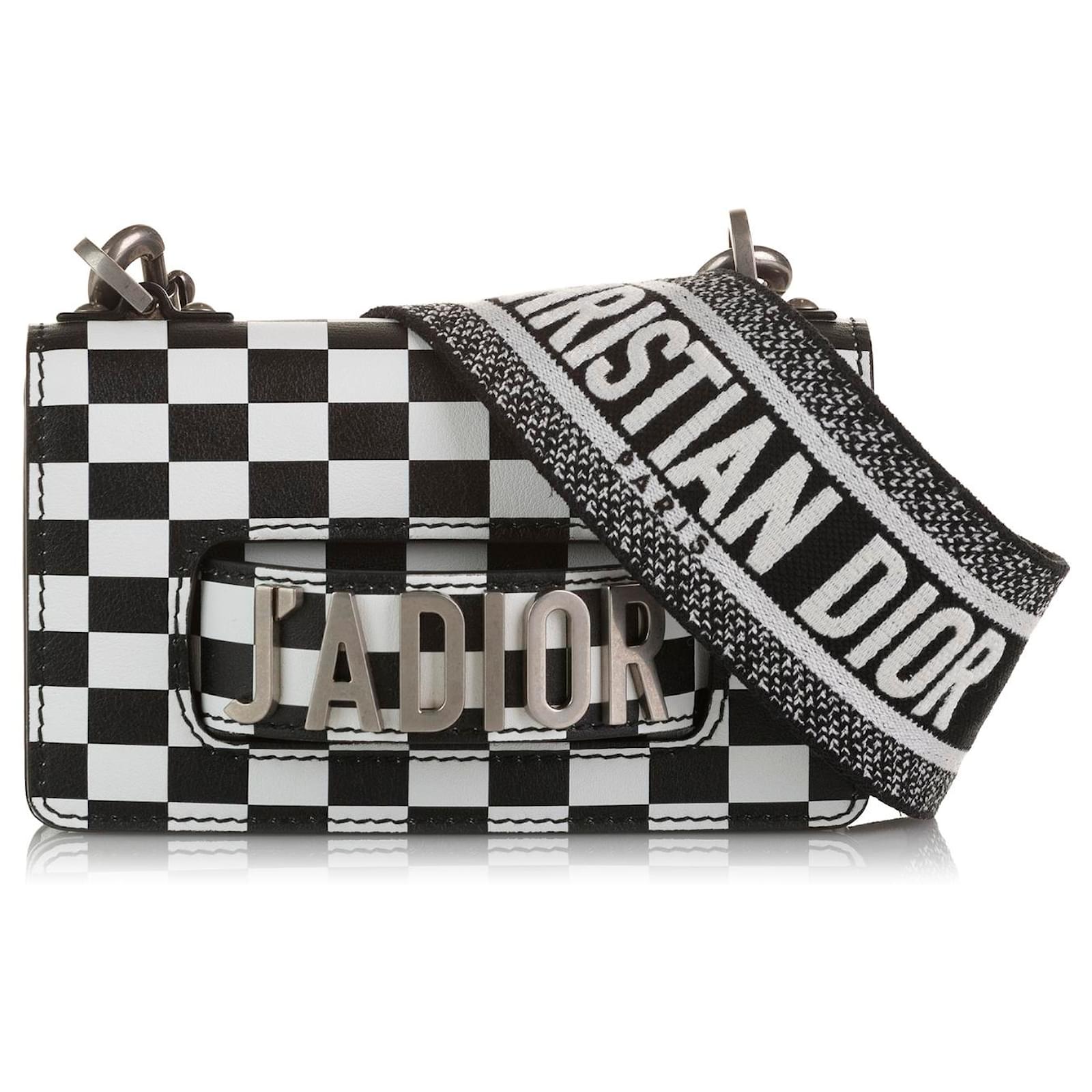 Bolso bandolera J'Adior mini de cuadros Dior en blanco Cuero