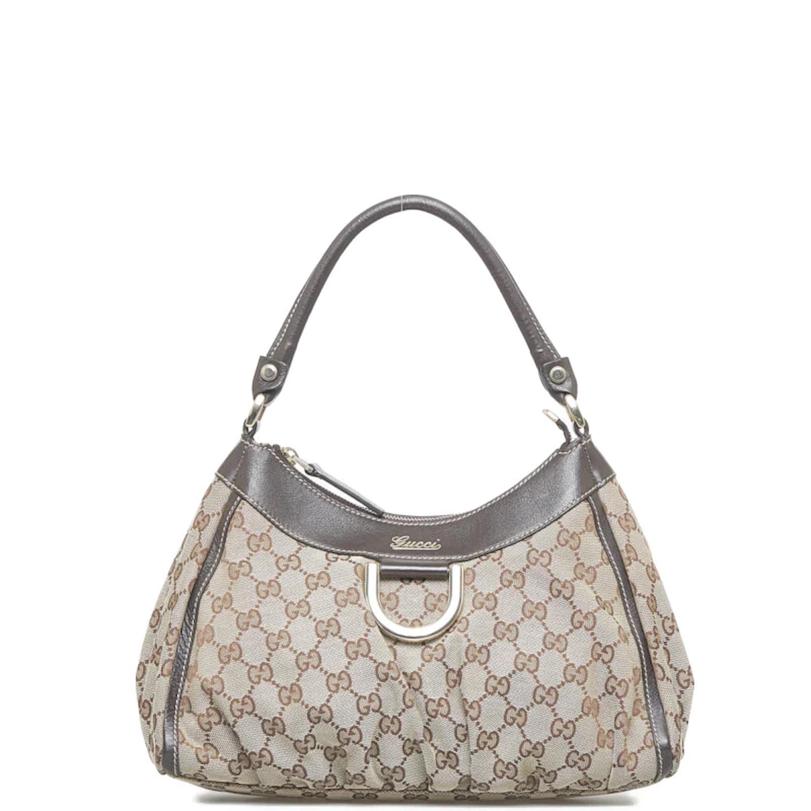 GUCCI D Ring Monogram Hobo Bag Brown 190525