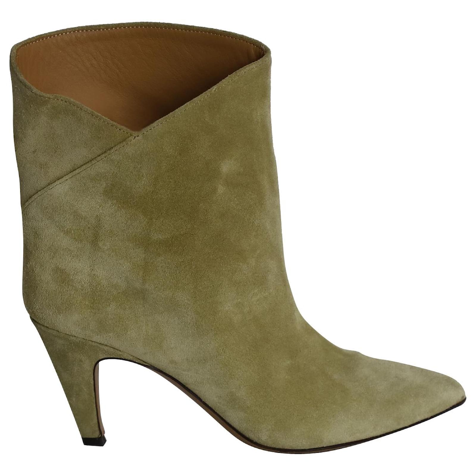 Isabel Marant Delf Ankle Boots in Green Suede ref.957932 Joli Closet