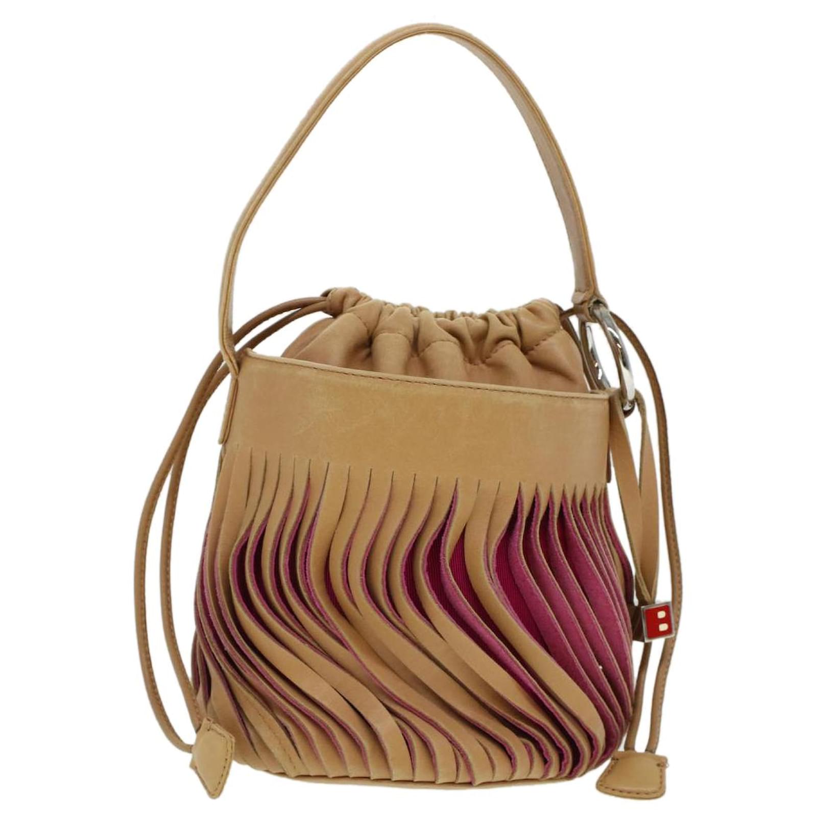BALLY Purse Hand Bag Leather Beige Pink Auth yk7261 ref.958382 - Joli Closet