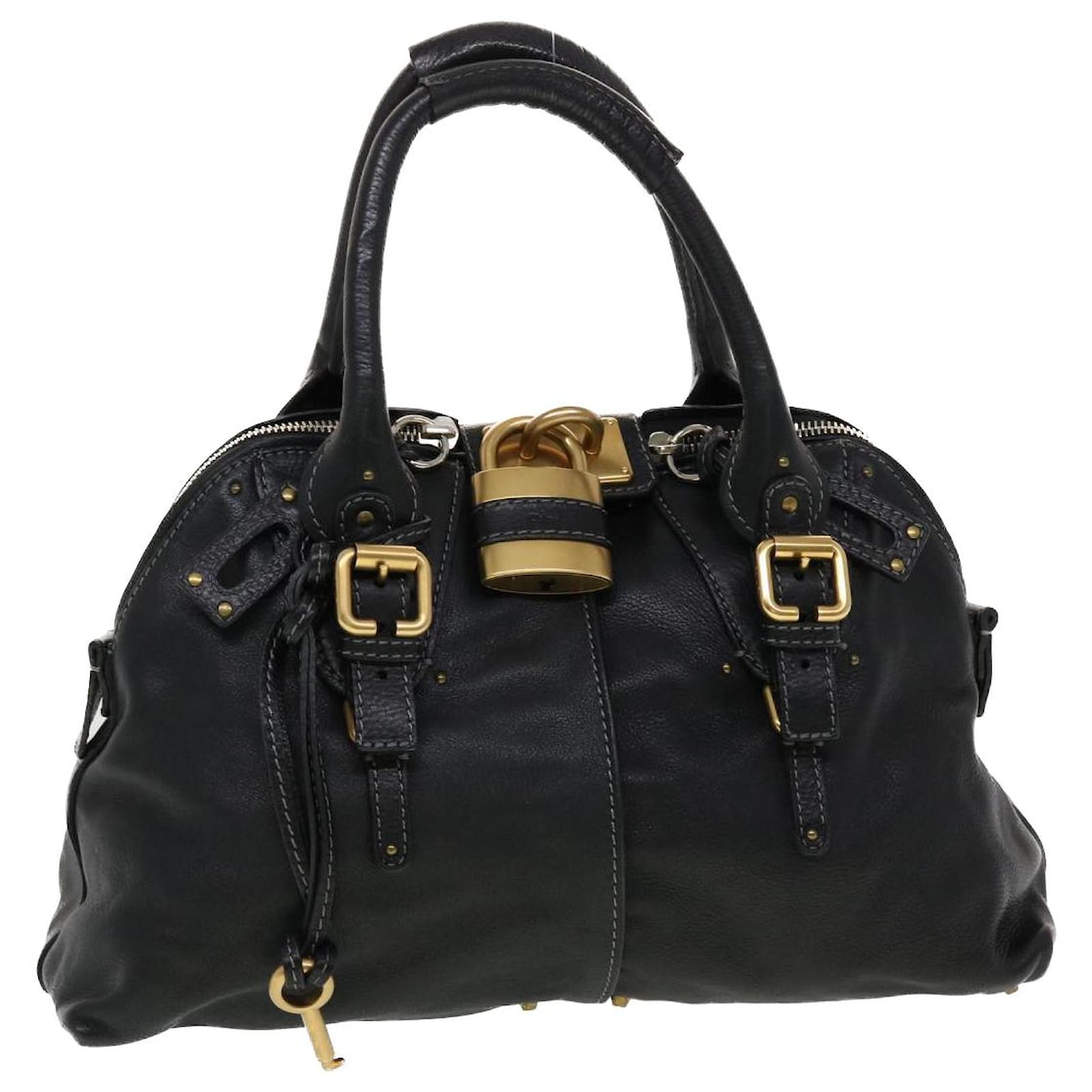 Chloé Chloe Paddington Hand Bag Leather Black 04-07-532 auth