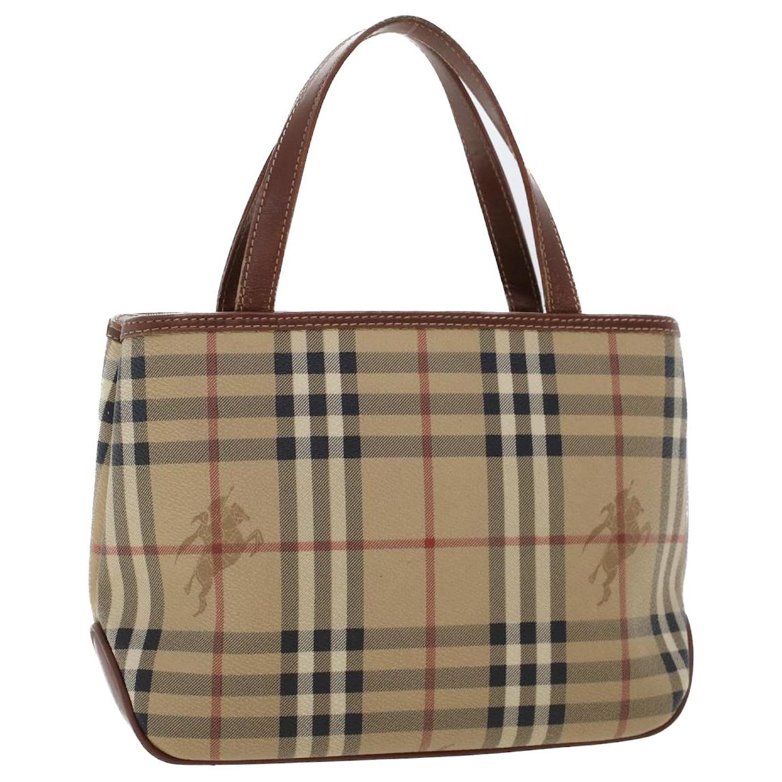 Burberry Beige Vintage Check PVC and Leather Tote