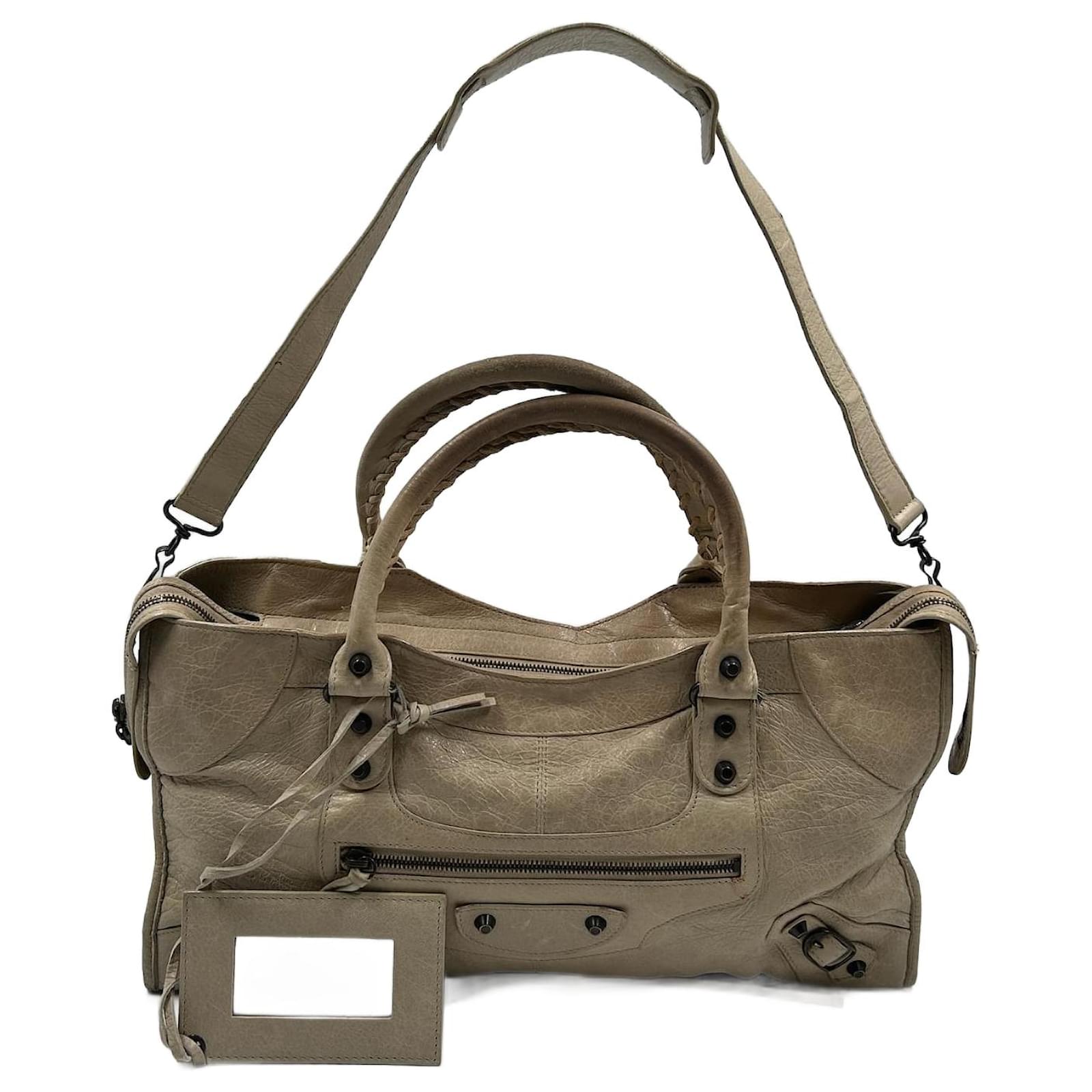 Balenciaga Beige Lambskin Time Bag Leather ref.958513 - Joli Closet