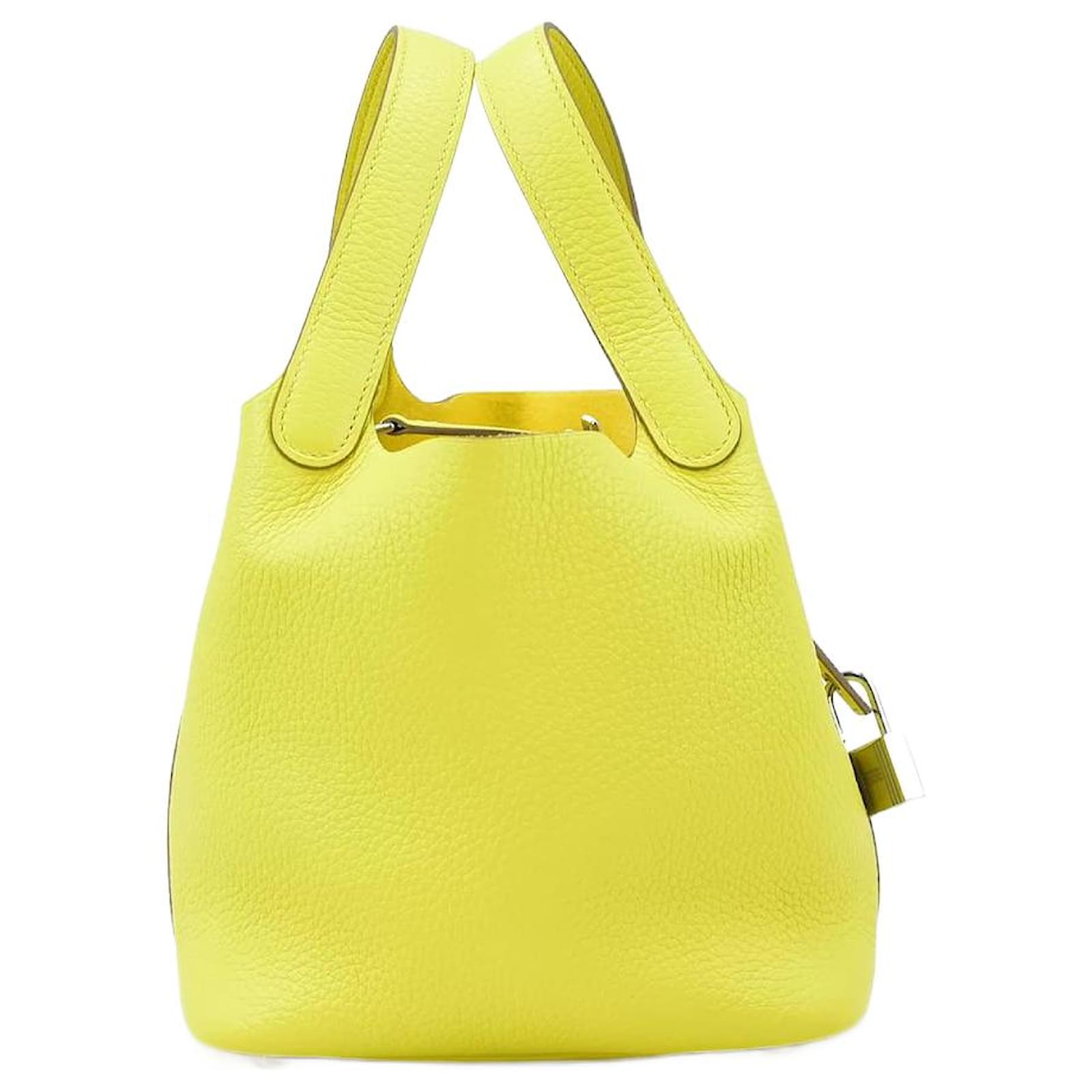 Hermès Clemence Picotin Lock 18 Yellow Leather Pony-style calfskin  ref.958597 - Joli Closet