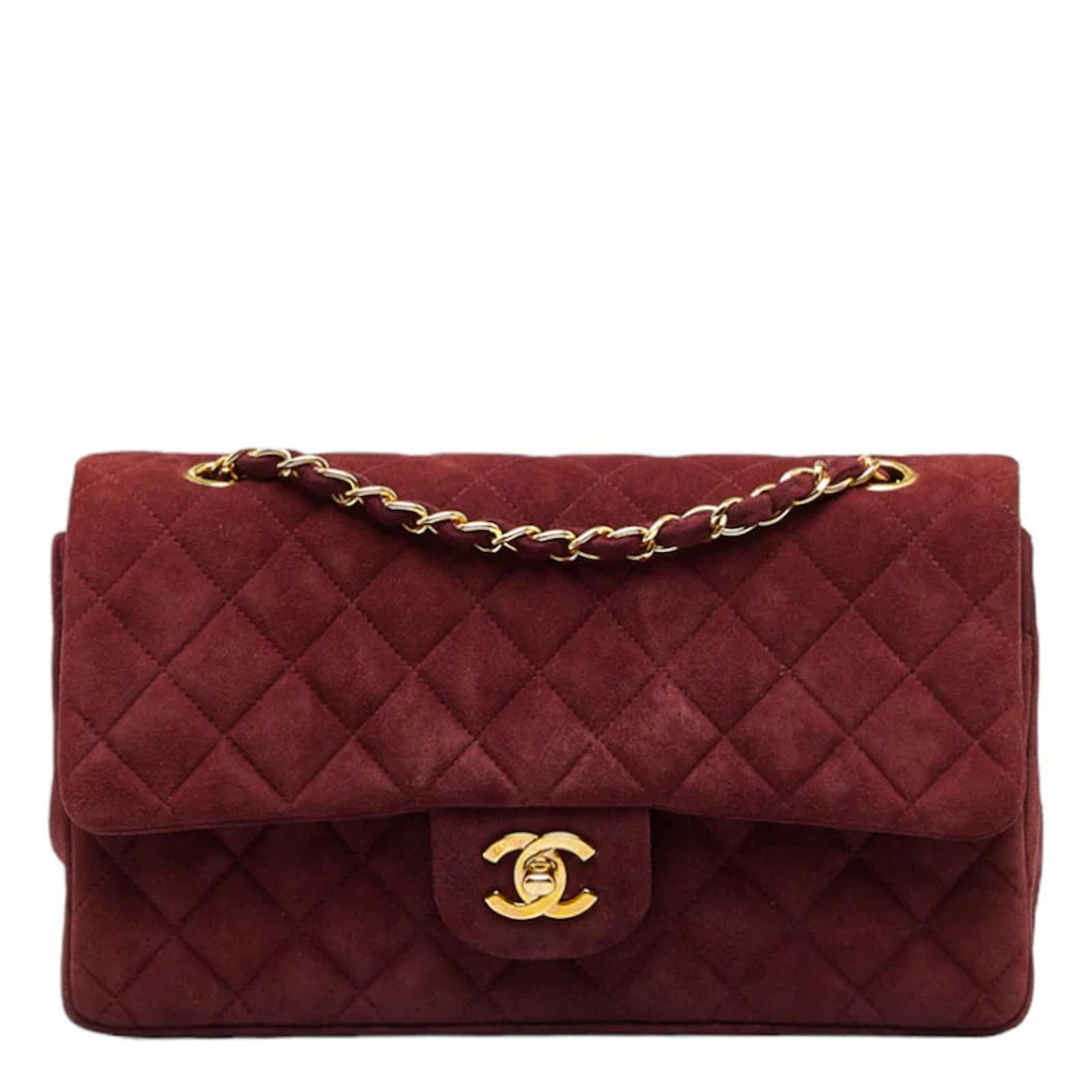 Chanel Medium Classic Suede lined Flap Bag Red ref.958640 - Joli Closet